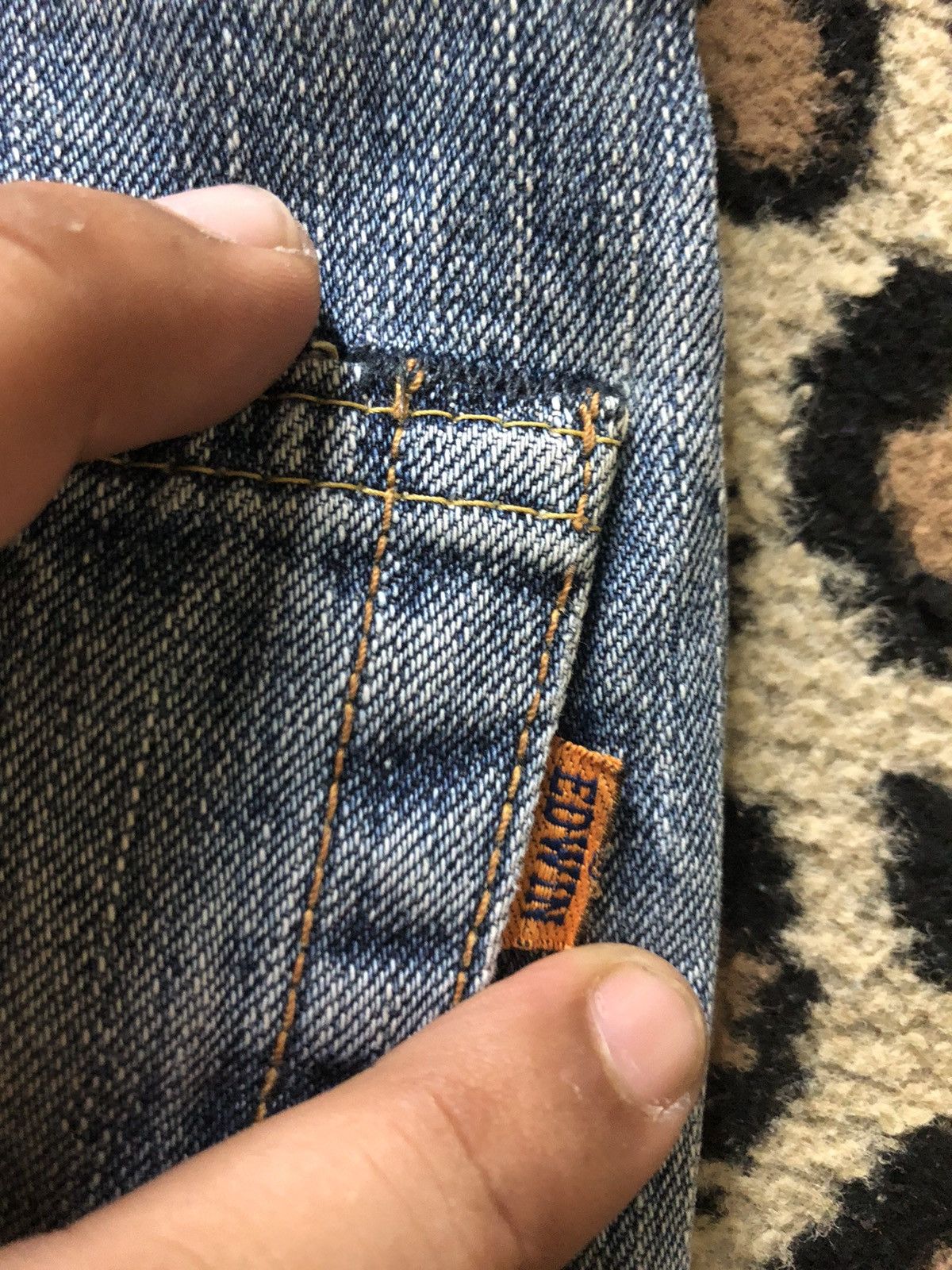 Edwin × Vintage VINTAGE SELVEDGE EDWIN 505zx BLUE WASH DISTRESSED DENIM Size US 33 - 11 Thumbnail