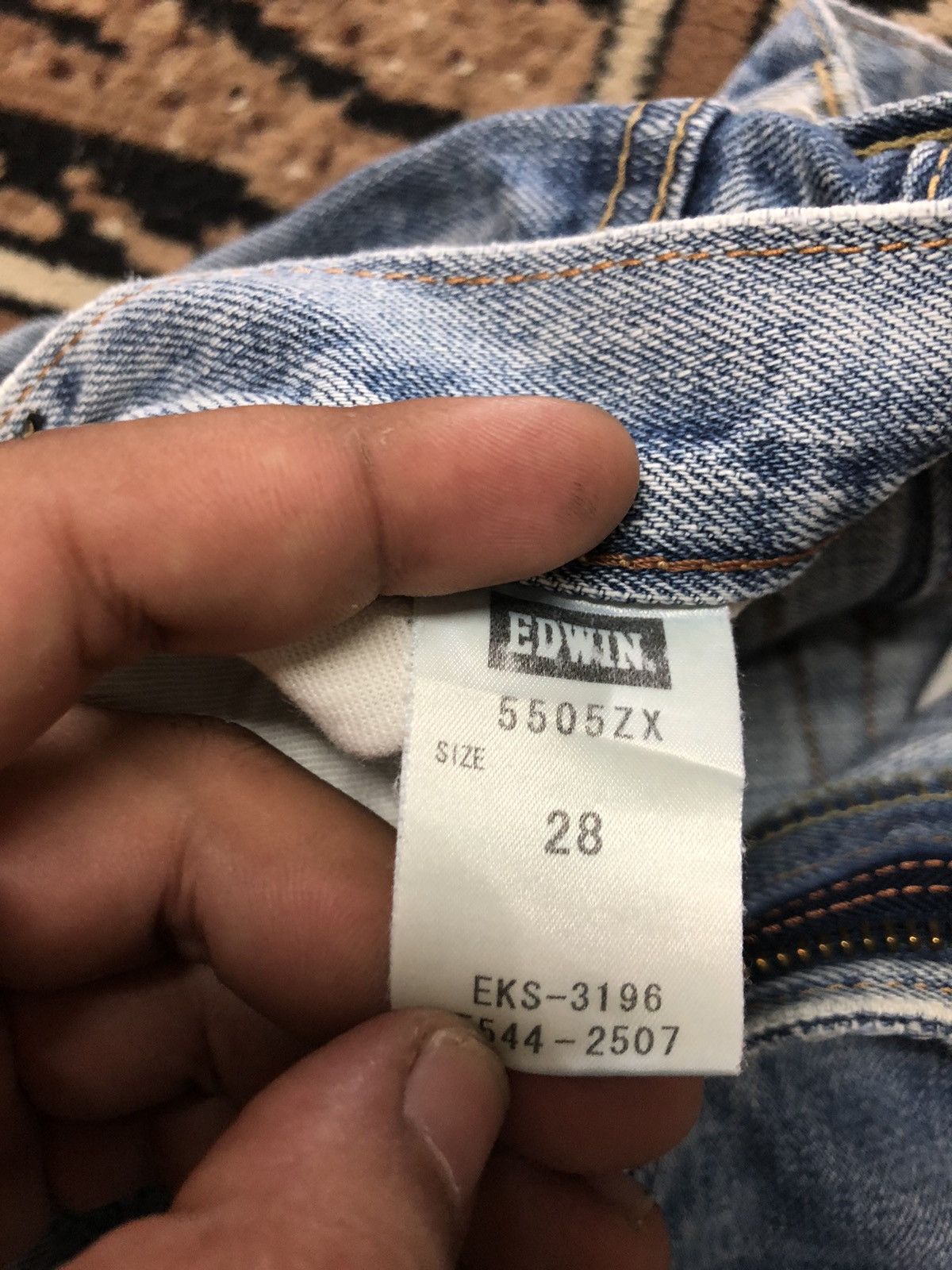Edwin × Vintage VINTAGE SELVEDGE EDWIN 505zx BLUE WASH DISTRESSED DENIM Size US 29 - 8 Thumbnail