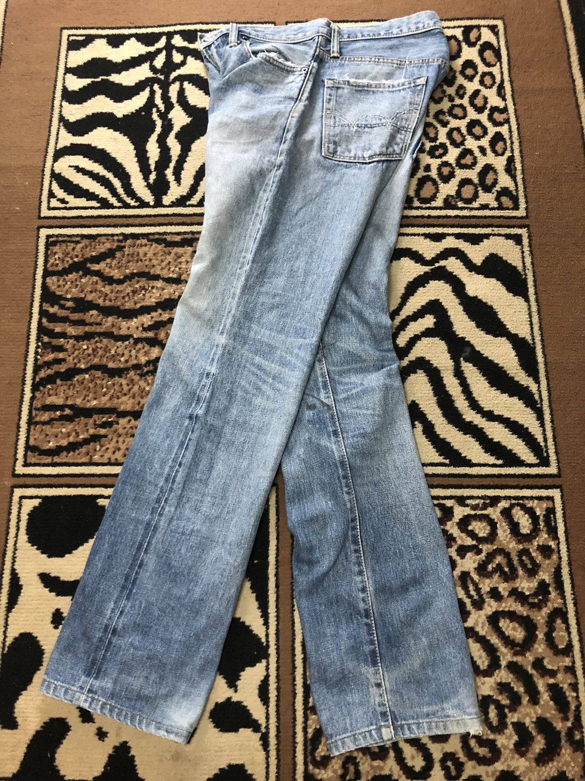 Edwin × Vintage VINTAGE SELVEDGE EDWIN 505zx BLUE WASH DISTRESSED DENIM Size US 29 - 16 Thumbnail