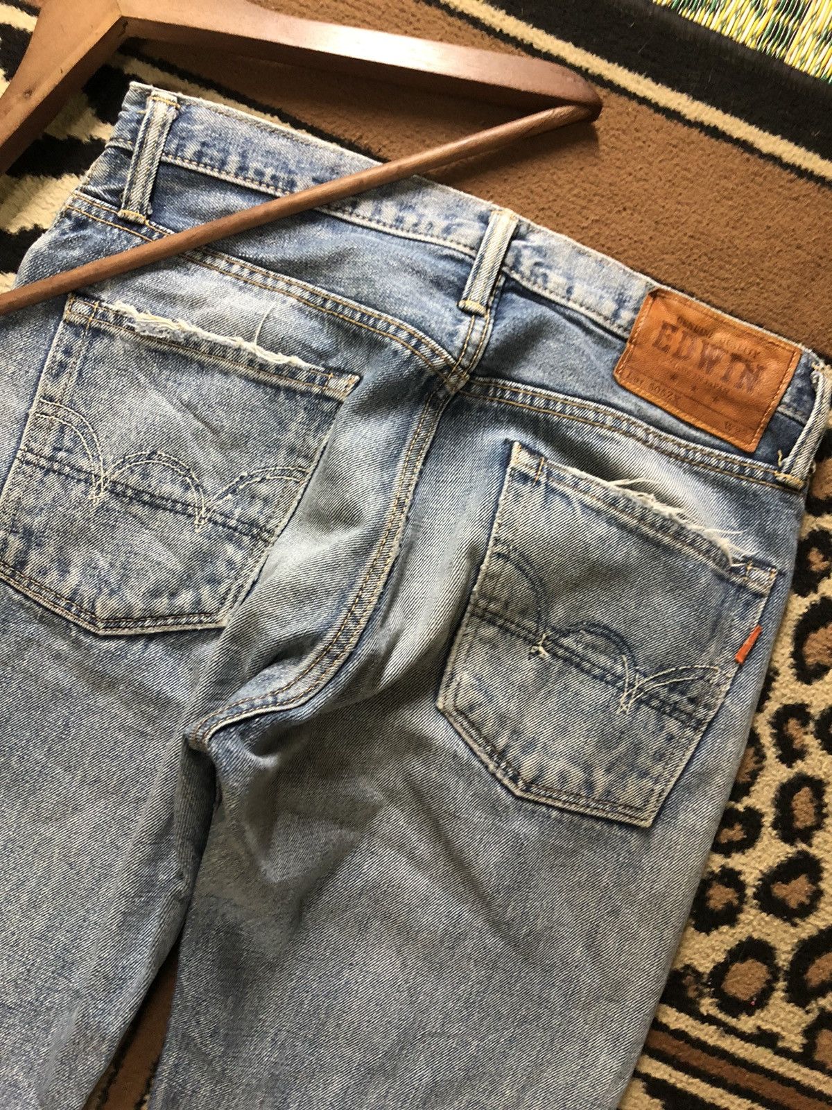 Edwin × Vintage VINTAGE SELVEDGE EDWIN 505zx BLUE WASH DISTRESSED DENIM Size US 29 - 12 Thumbnail