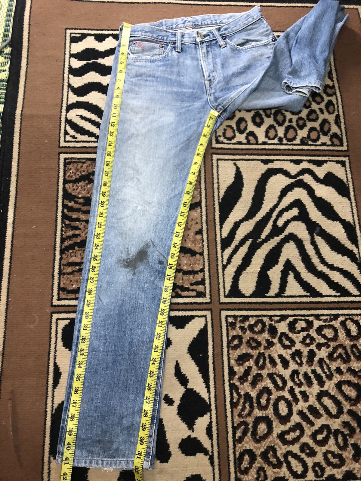 Edwin × Vintage VINTAGE SELVEDGE EDWIN 505zx BLUE WASH DISTRESSED DENIM Size US 29 - 18 Thumbnail