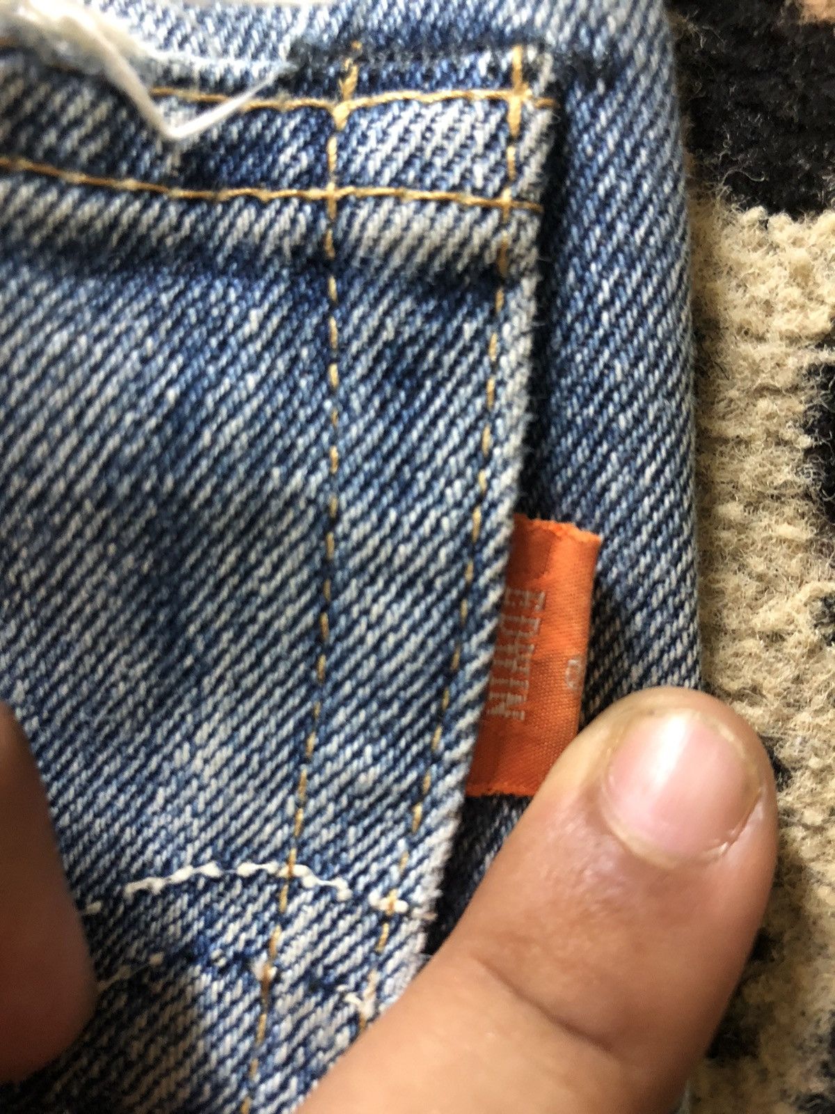 Edwin × Vintage VINTAGE SELVEDGE EDWIN 505zx BLUE WASH DISTRESSED DENIM Size US 29 - 14 Thumbnail