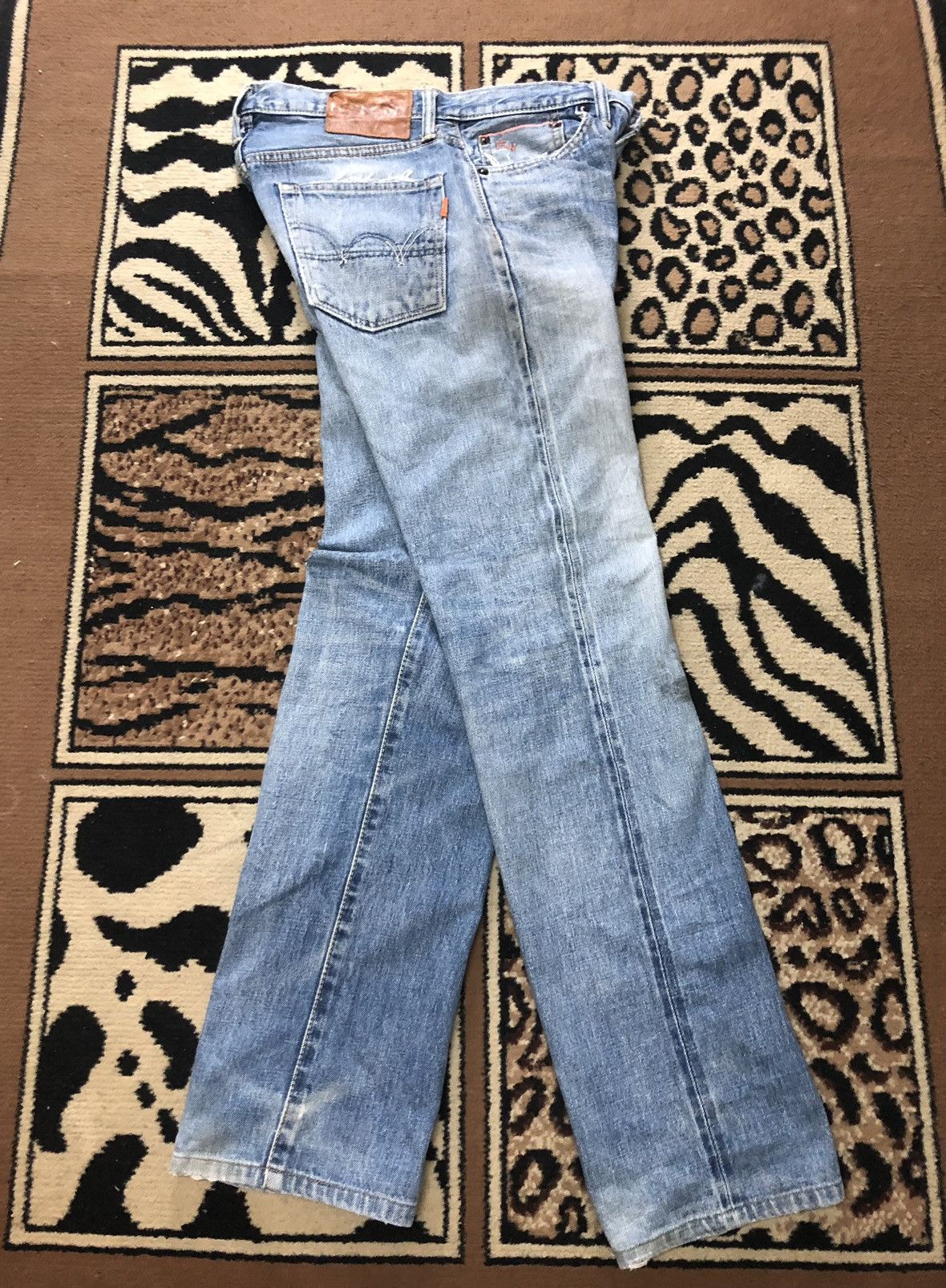 Edwin × Vintage VINTAGE SELVEDGE EDWIN 505zx BLUE WASH DISTRESSED DENIM Size US 29 - 15 Thumbnail