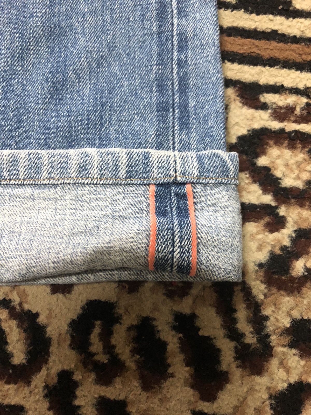 Edwin × Vintage VINTAGE SELVEDGE EDWIN 505zx BLUE WASH DISTRESSED DENIM Size US 29 - 3 Thumbnail