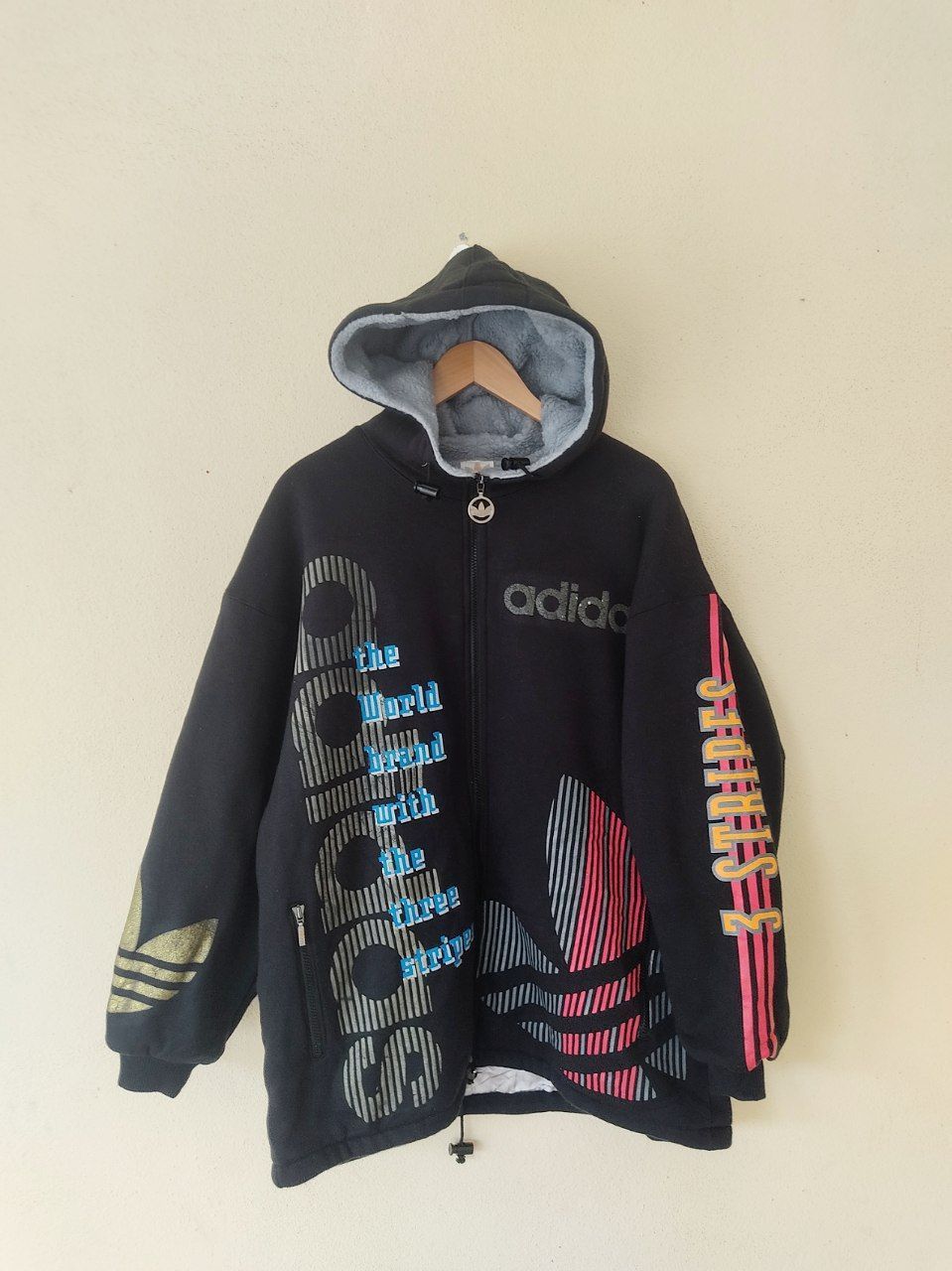 Adidas × Vintage Vintage Adidas Big Logo Black Hoodie Oversized Size US M / EU 48-50 / 2 - 1 Thumbnail