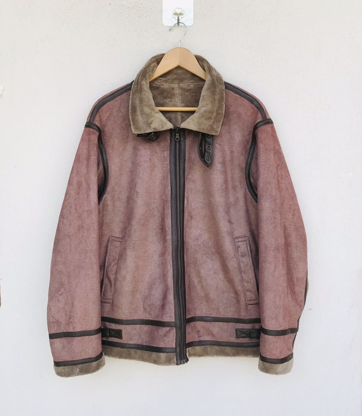 Japanese Brand Jeaning Garage bikers jacket sherpa linen leather trim Size US L / EU 52-54 / 3 - 2 Thumbnail