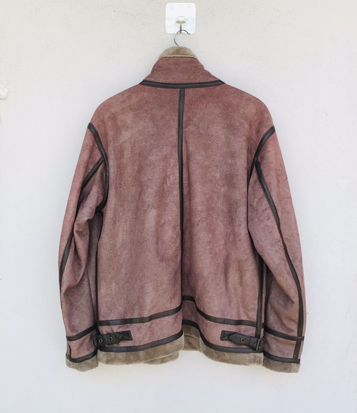 Japanese Brand Jeaning Garage bikers jacket sherpa linen leather trim Size US L / EU 52-54 / 3 - 5 Thumbnail