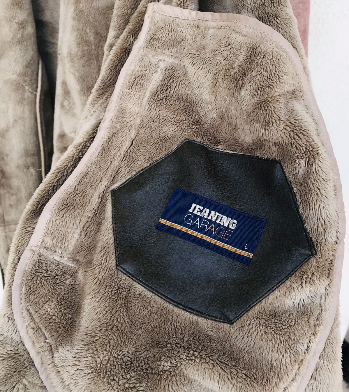 Japanese Brand Jeaning Garage bikers jacket sherpa linen leather trim Size US L / EU 52-54 / 3 - 9 Thumbnail