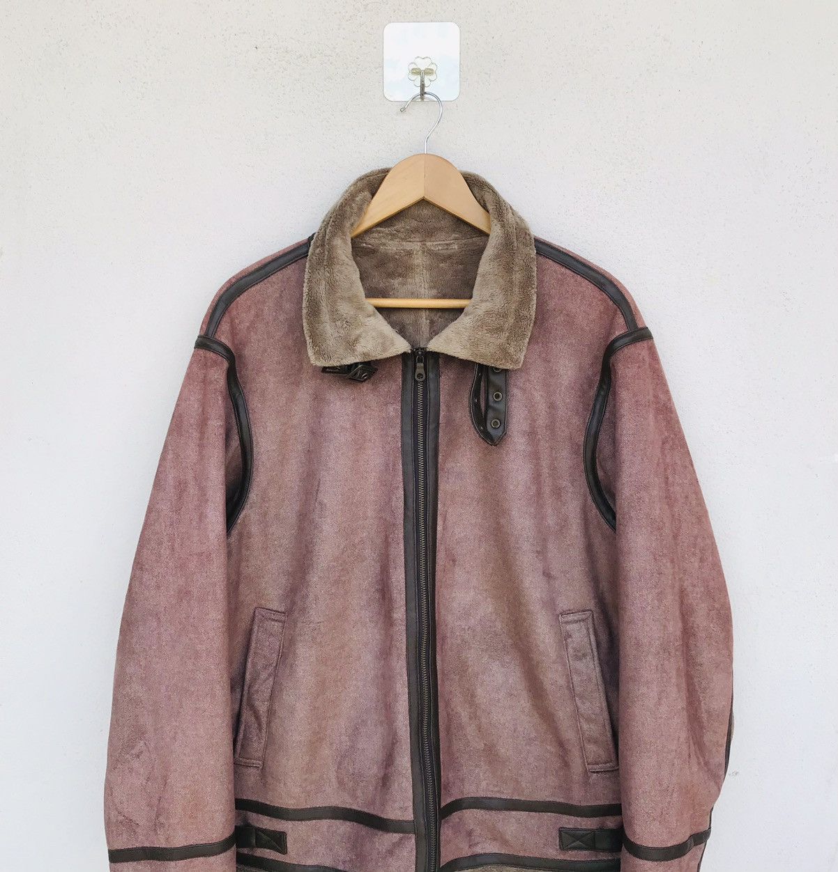 Japanese Brand Jeaning Garage bikers jacket sherpa linen leather trim Size US L / EU 52-54 / 3 - 3 Thumbnail