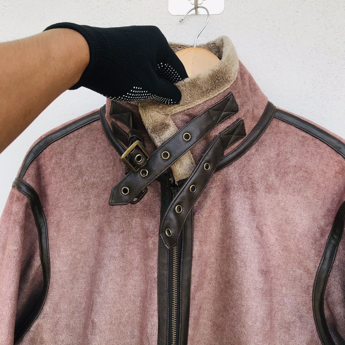 Japanese Brand Jeaning Garage bikers jacket sherpa linen leather trim Size US L / EU 52-54 / 3 - 4 Thumbnail