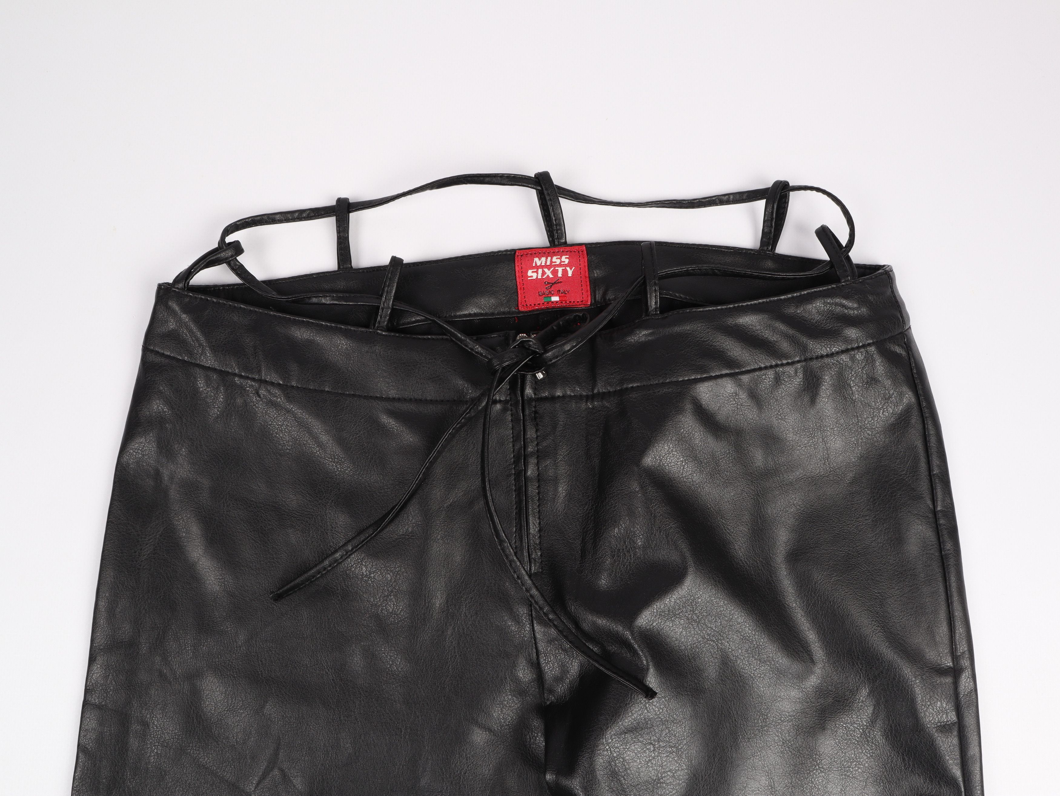 Miss Sixty Rare Miss Sixty Faux Leather Y2K Lace Pants Trousers Size 28" / US 6 / IT 42 - 2 Thumbnail