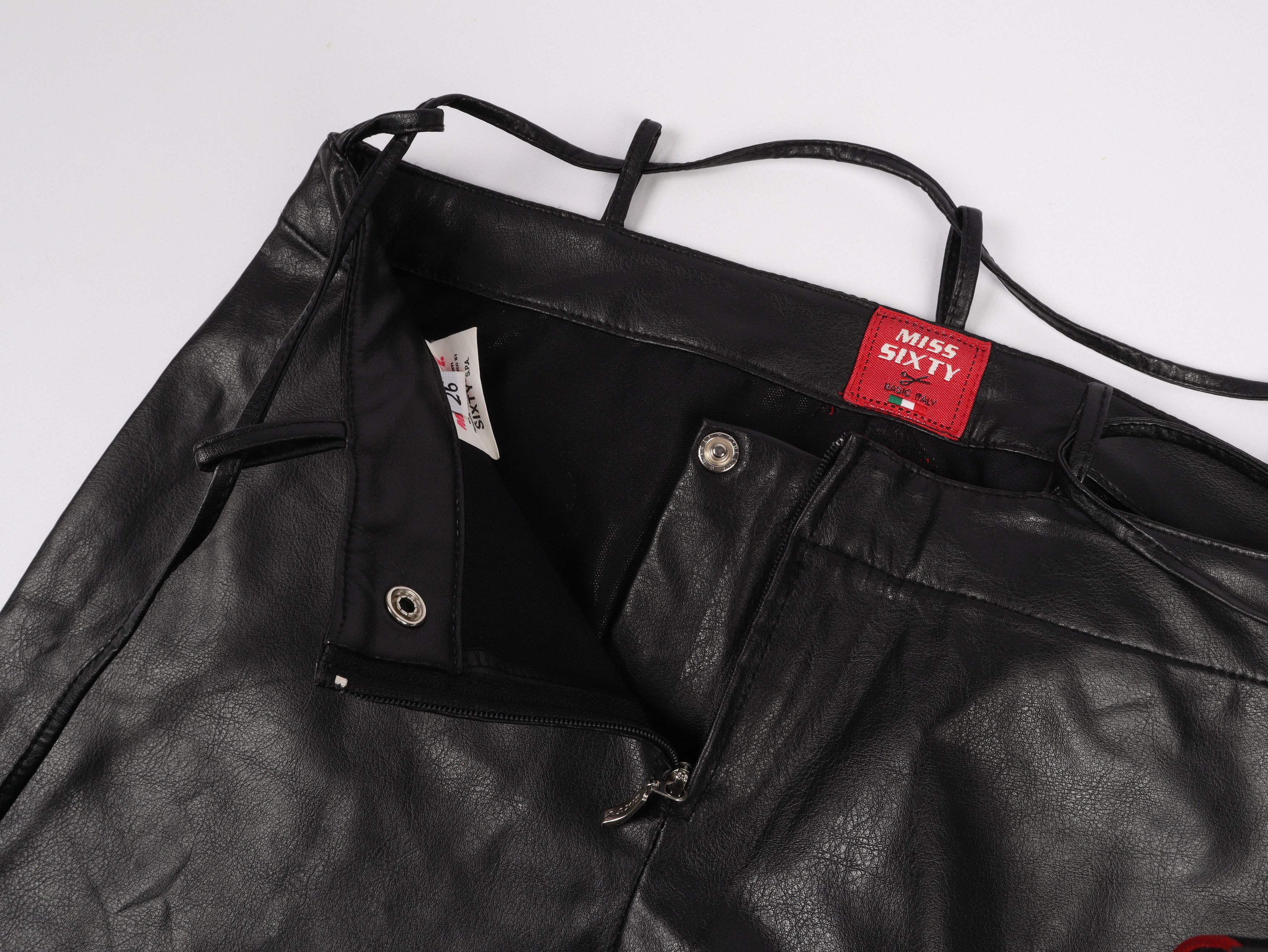 Miss Sixty Rare Miss Sixty Faux Leather Y2K Lace Pants Trousers Size 28" / US 6 / IT 42 - 3 Thumbnail