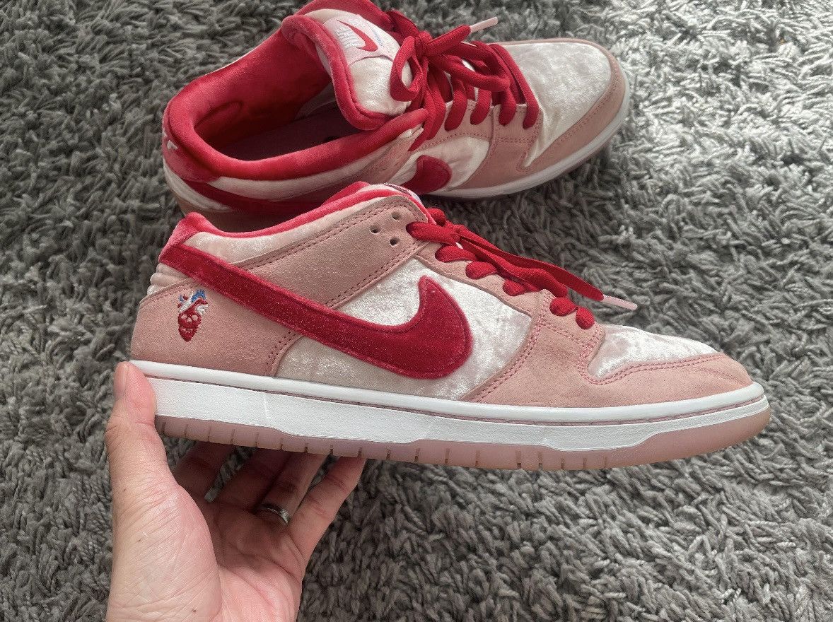 image of Nike x Strangelove Skateboards Sb Dunk Low Strangelove Shoes in Gym Red, Men's (Size 8.5)
