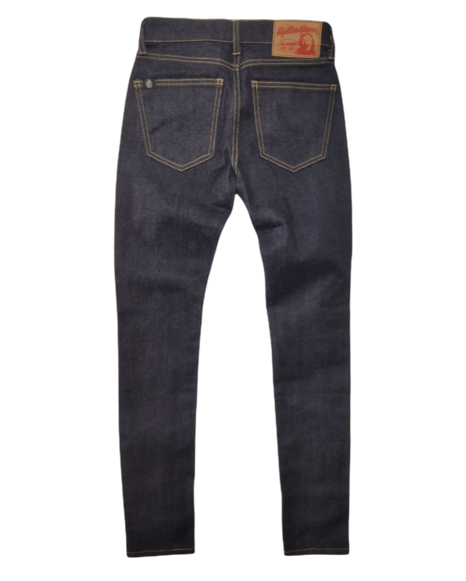 image of Archival Clothing x Hysteric Glamour Go Baby Go! Go! Skinny Jeans in Dark Denim Blue, Women's (Size
