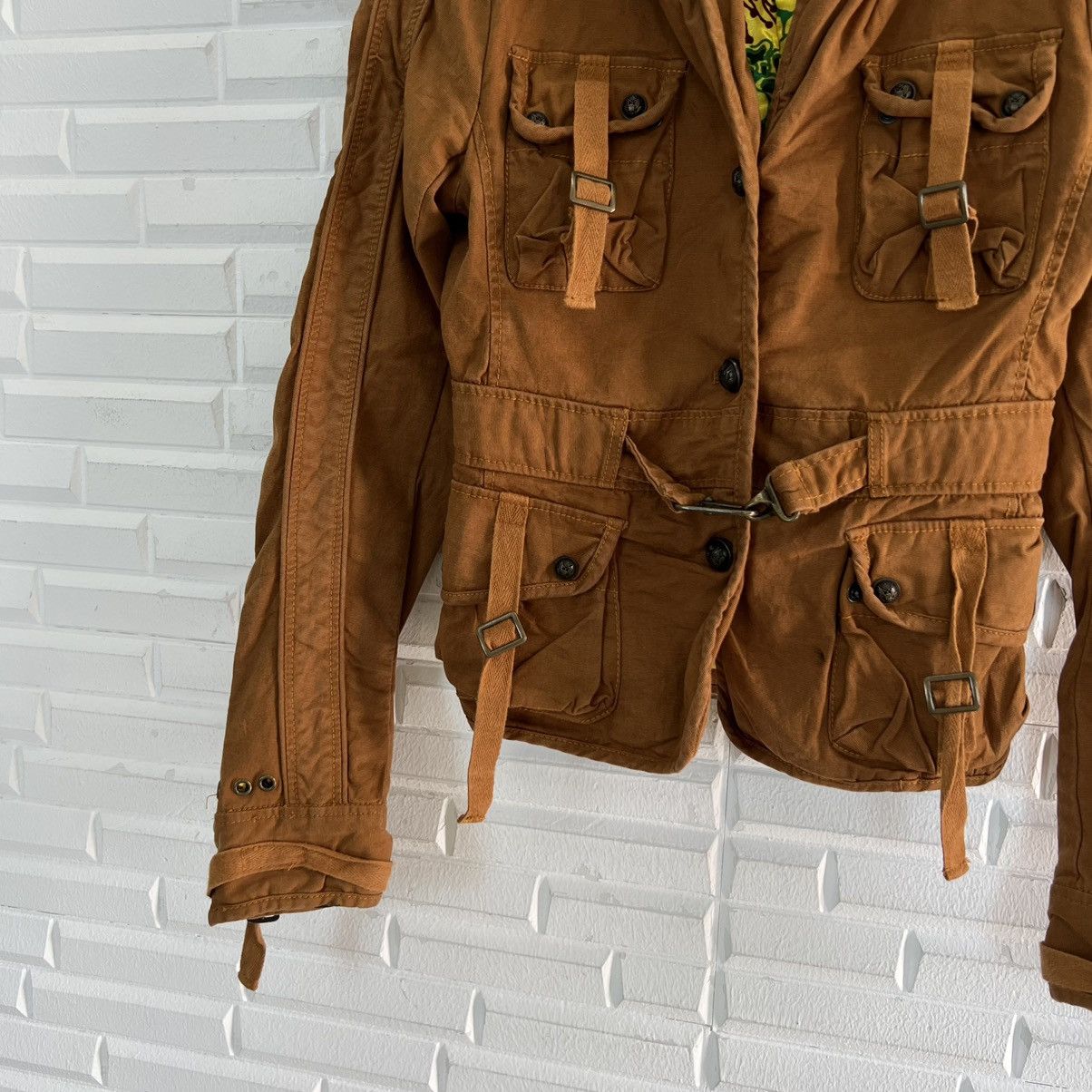 Japanese Brand VINTAGE CROPPED BIKER PARACHUTE BONDAGE JACKET Size US S / EU 44-46 / 1 - 4 Thumbnail