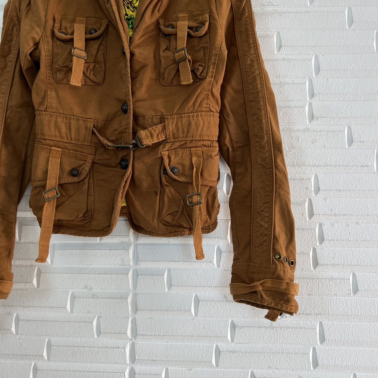 Japanese Brand VINTAGE CROPPED BIKER PARACHUTE BONDAGE JACKET Size US S / EU 44-46 / 1 - 6 Thumbnail