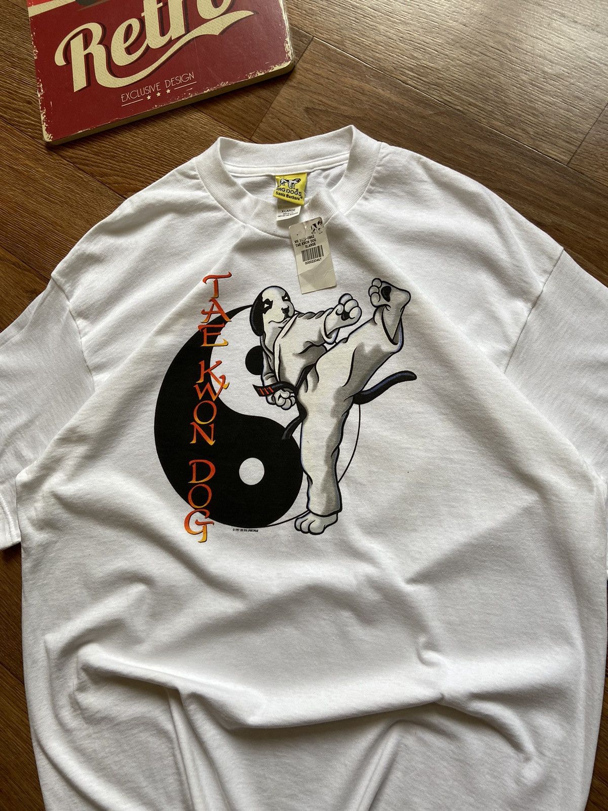 Vintage Vintage Big Dogs "Tae Kwon Dog" Santa Barbara Humor T Shirt Size US XL / EU 56 / 4 - 4 Thumbnail