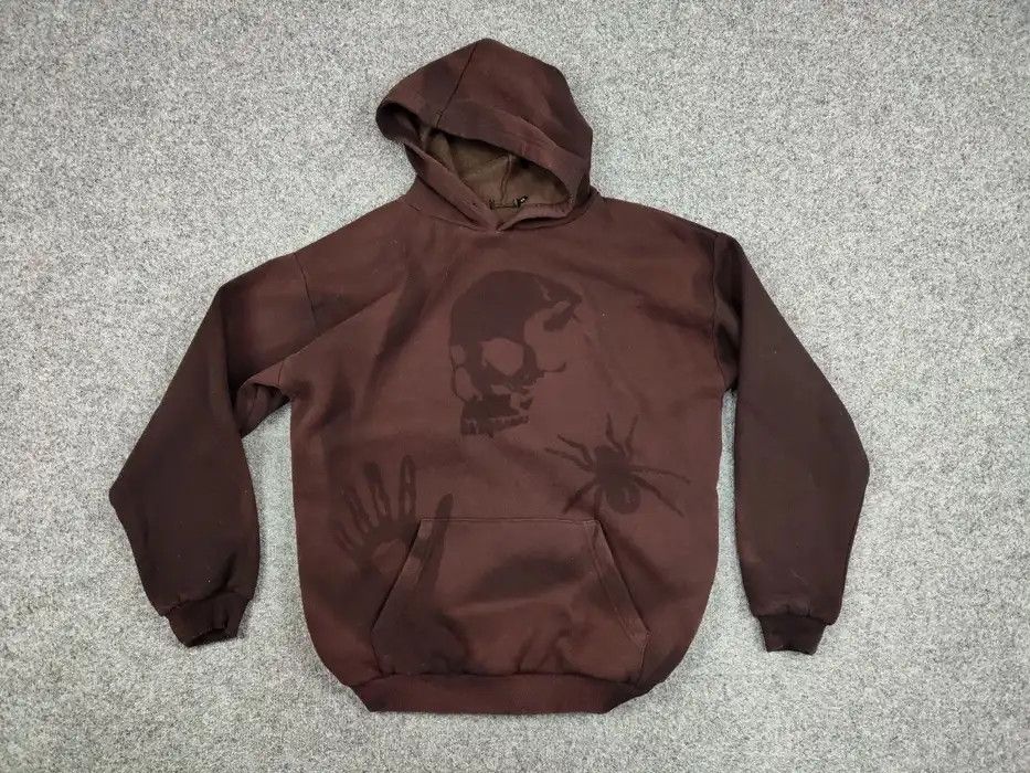 Japanese Brand 💀 Vintage 90's Sun Faded Silhouette Boxy Brown Blank Hoodie Size US M / EU 48-50 / 2 - 6 Thumbnail