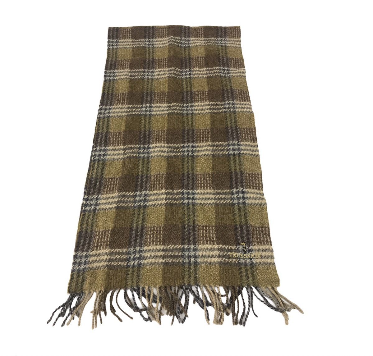 Designer × Trussardi Vintage Trussardi Plaid Checked Muffler Scarf Luxury Size ONE SIZE - 3 Thumbnail