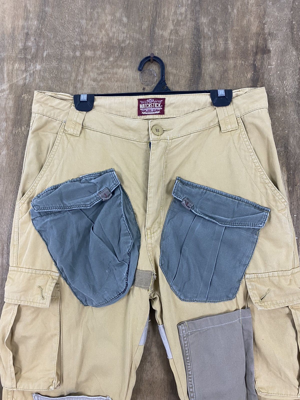 Japanese Brand DL Matchstick Reconstructed Patchwork Cargo Pants #W1779DL Size US 35 - 2 Thumbnail