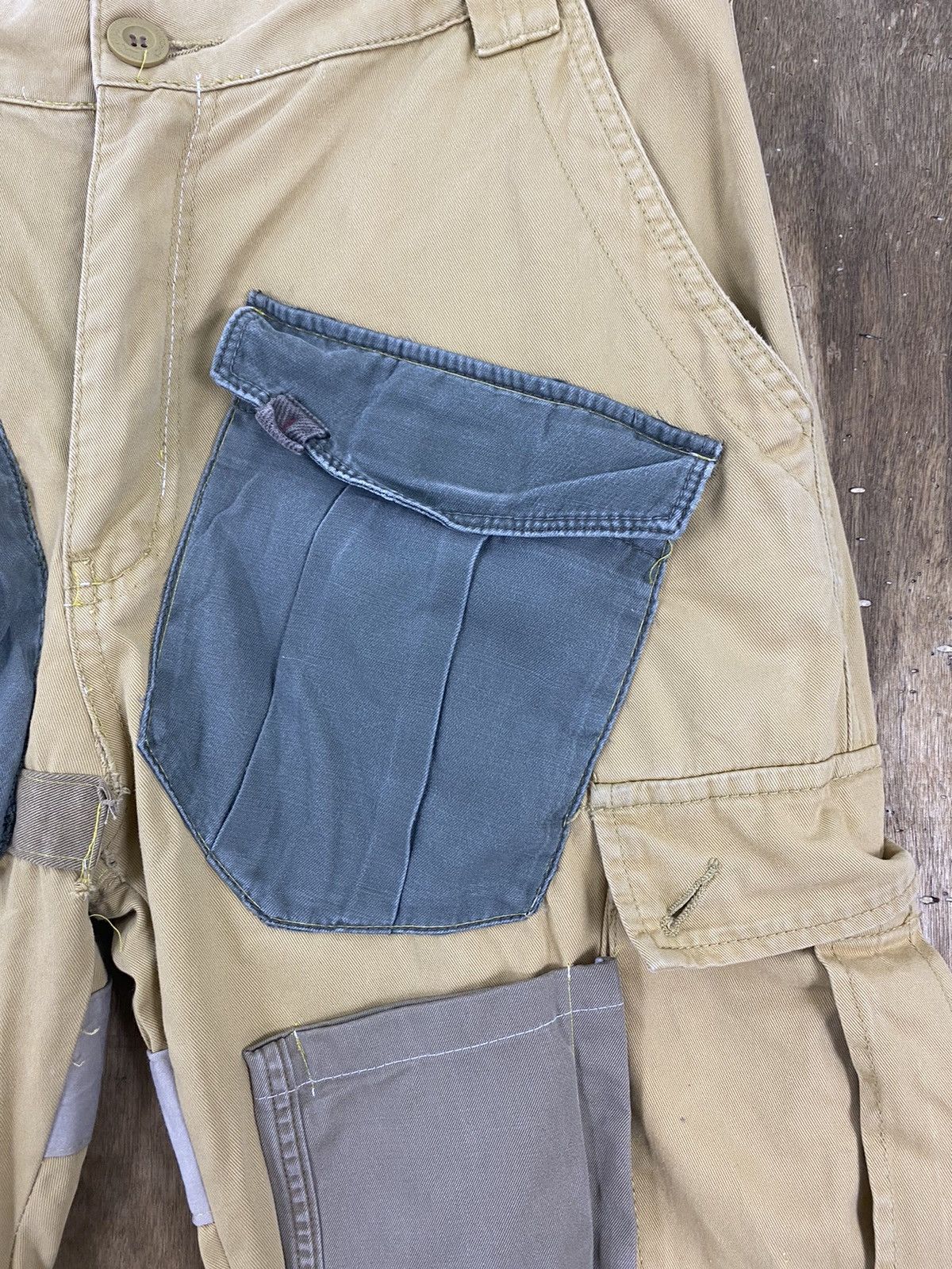 Japanese Brand DL Matchstick Reconstructed Patchwork Cargo Pants #W1779DL Size US 35 - 7 Thumbnail