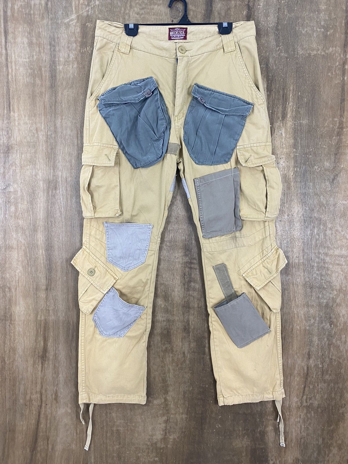 Japanese Brand DL Matchstick Reconstructed Patchwork Cargo Pants #W1779DL Size US 35 - 1 Thumbnail