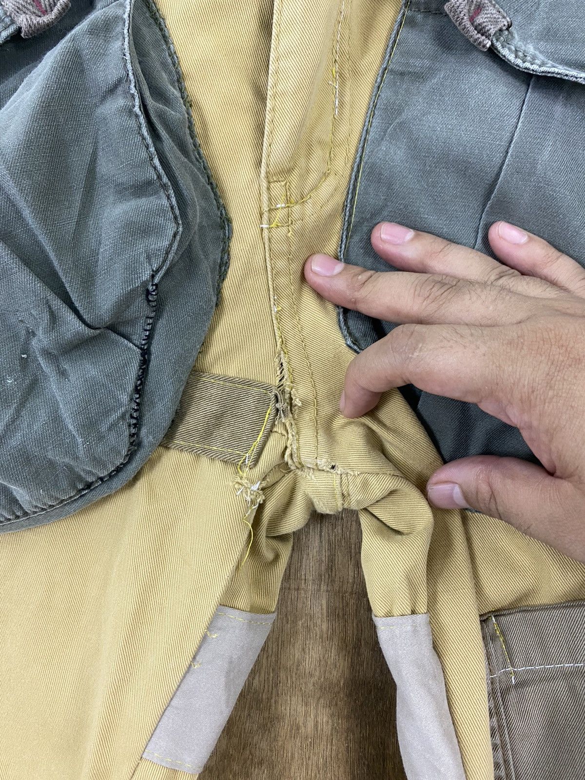 Japanese Brand DL Matchstick Reconstructed Patchwork Cargo Pants #W1779DL Size US 35 - 19 Thumbnail