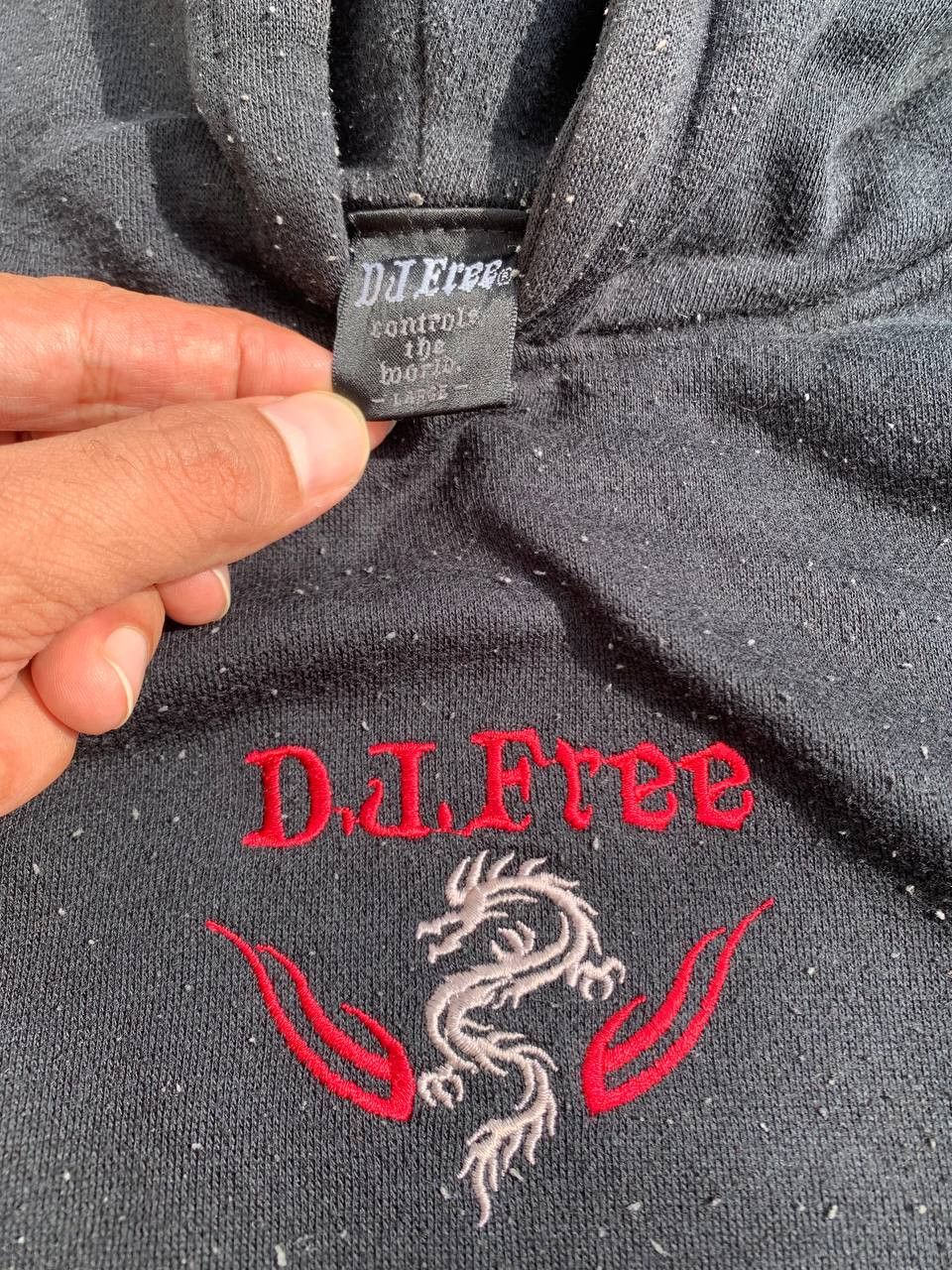 Japanese Brand Vintage Dragon & Flames Motive Embroidered Boxy Hoodie Size US L / EU 52-54 / 3 - 4 Thumbnail