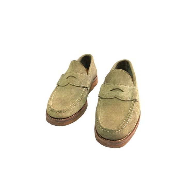 image of Yuketen Usa Made Suede Penny Loafers in Beige, Men's (Size 10)