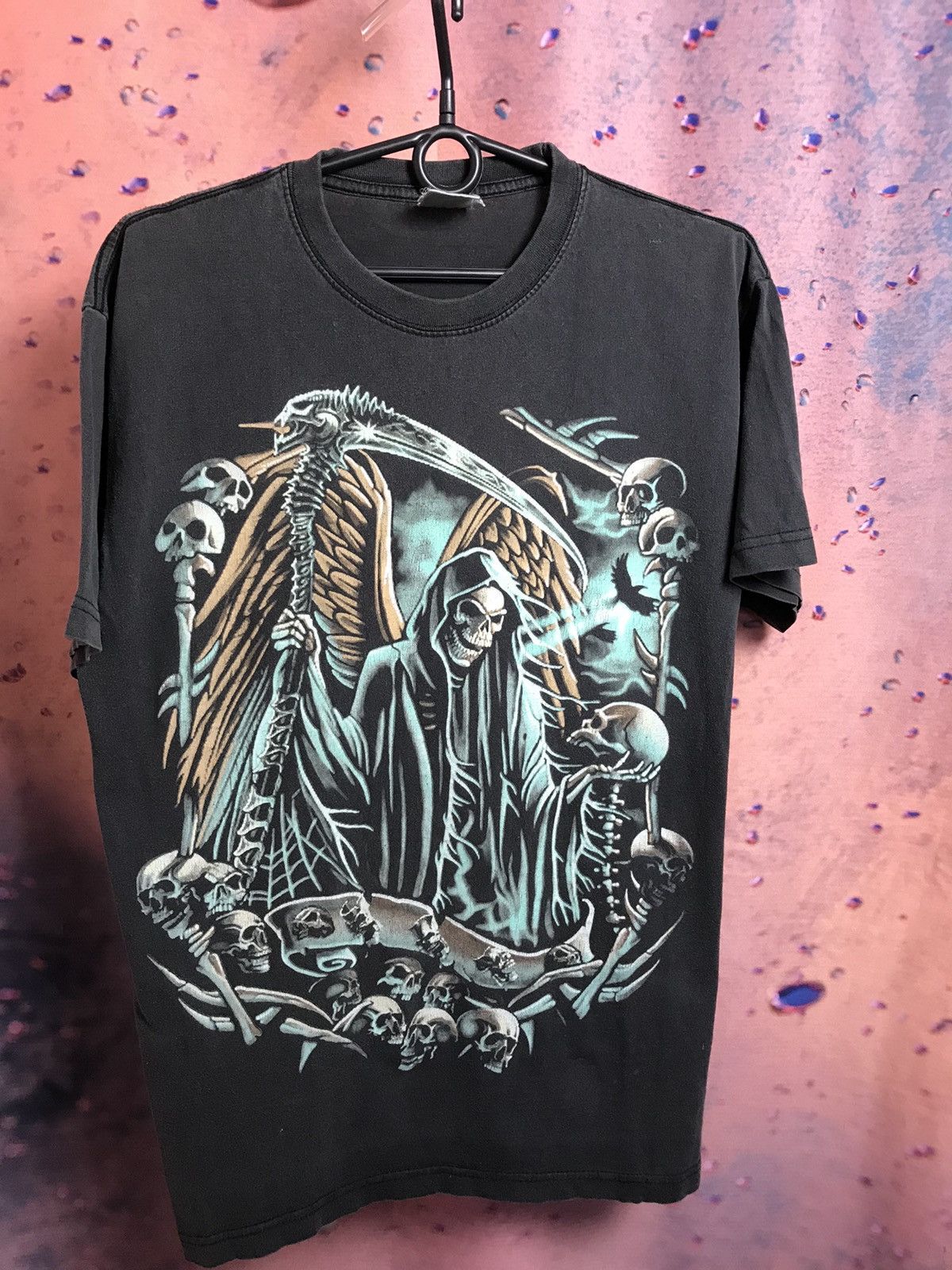 Band Tees × Vintage Vintage Skull skeleton logo band rock tee Size US M / EU 48-50 / 2 - 2 Thumbnail