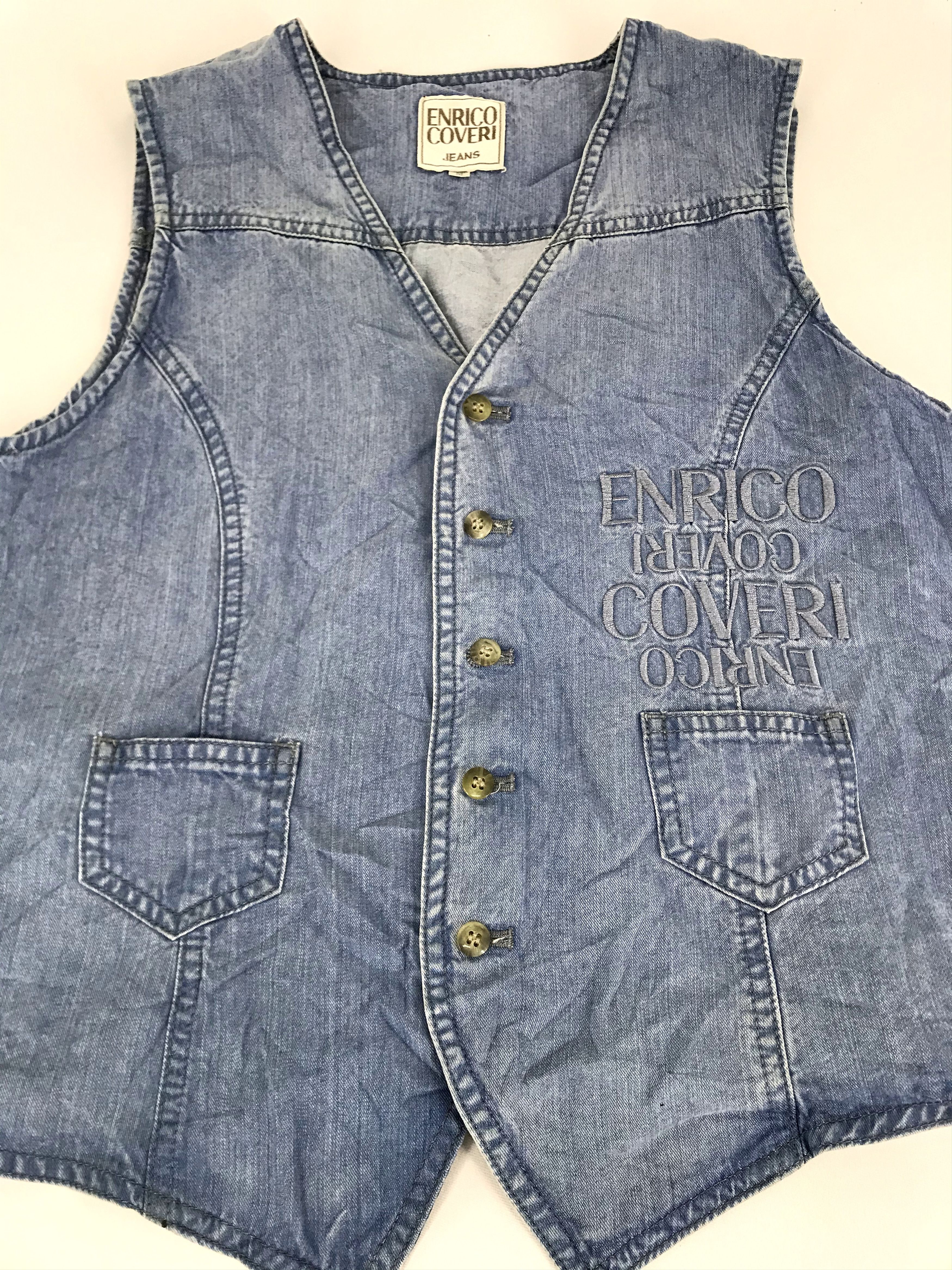 Enrico Coveri Vintage Enrico Coveri Jeans Embroidery Logo Denim Vest Size S / US 4 / IT 40 - 2 Thumbnail