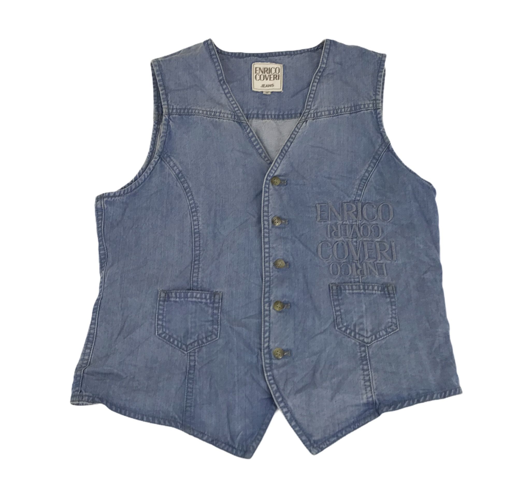 Enrico Coveri Vintage Enrico Coveri Jeans Embroidery Logo Denim Vest Size S / US 4 / IT 40 - 1 Thumbnail
