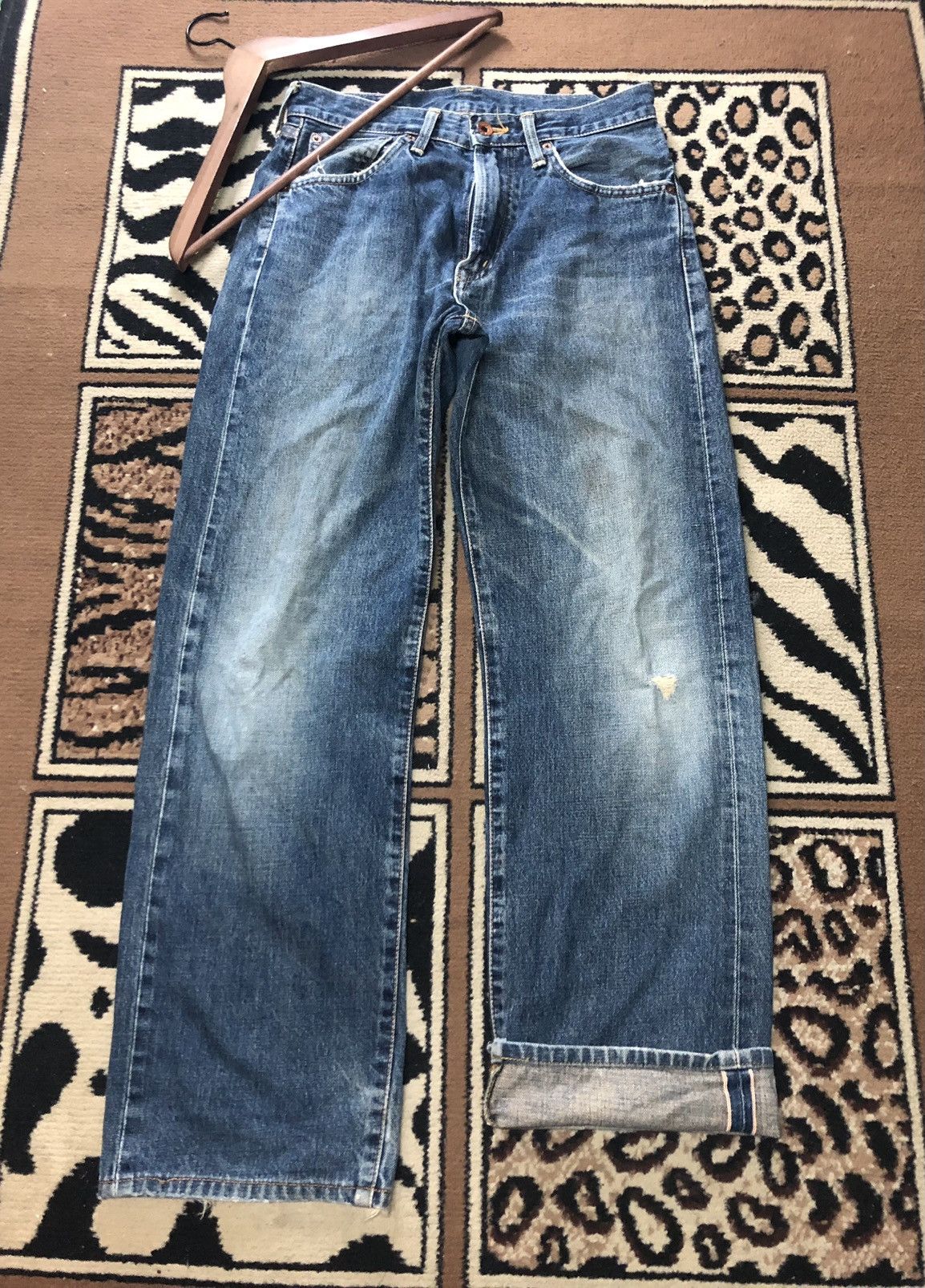 Edwin × Vintage VINTAGE SELVEDGE EDWIN 505x BLUE WASH DISTRESSED DENIM Size US 28 / EU 44 - 1 Thumbnail