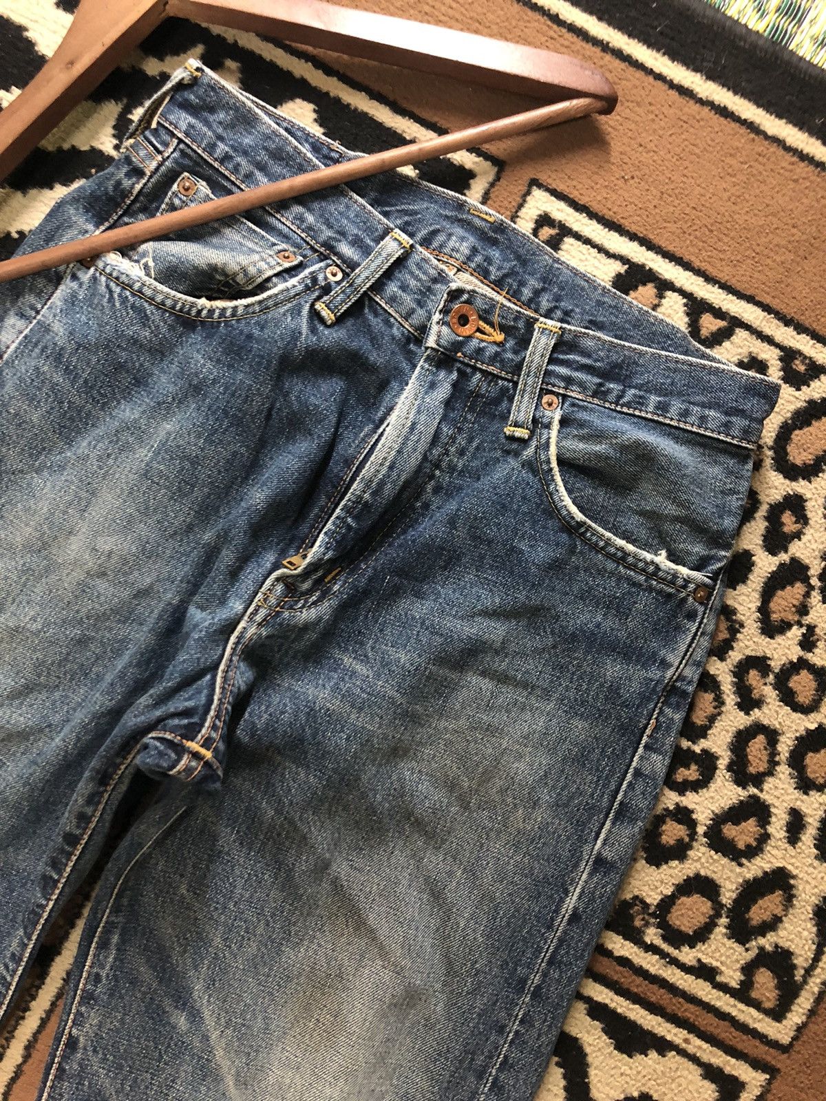 Edwin × Vintage VINTAGE SELVEDGE EDWIN 505x BLUE WASH DISTRESSED DENIM Size US 28 / EU 44 - 2 Thumbnail