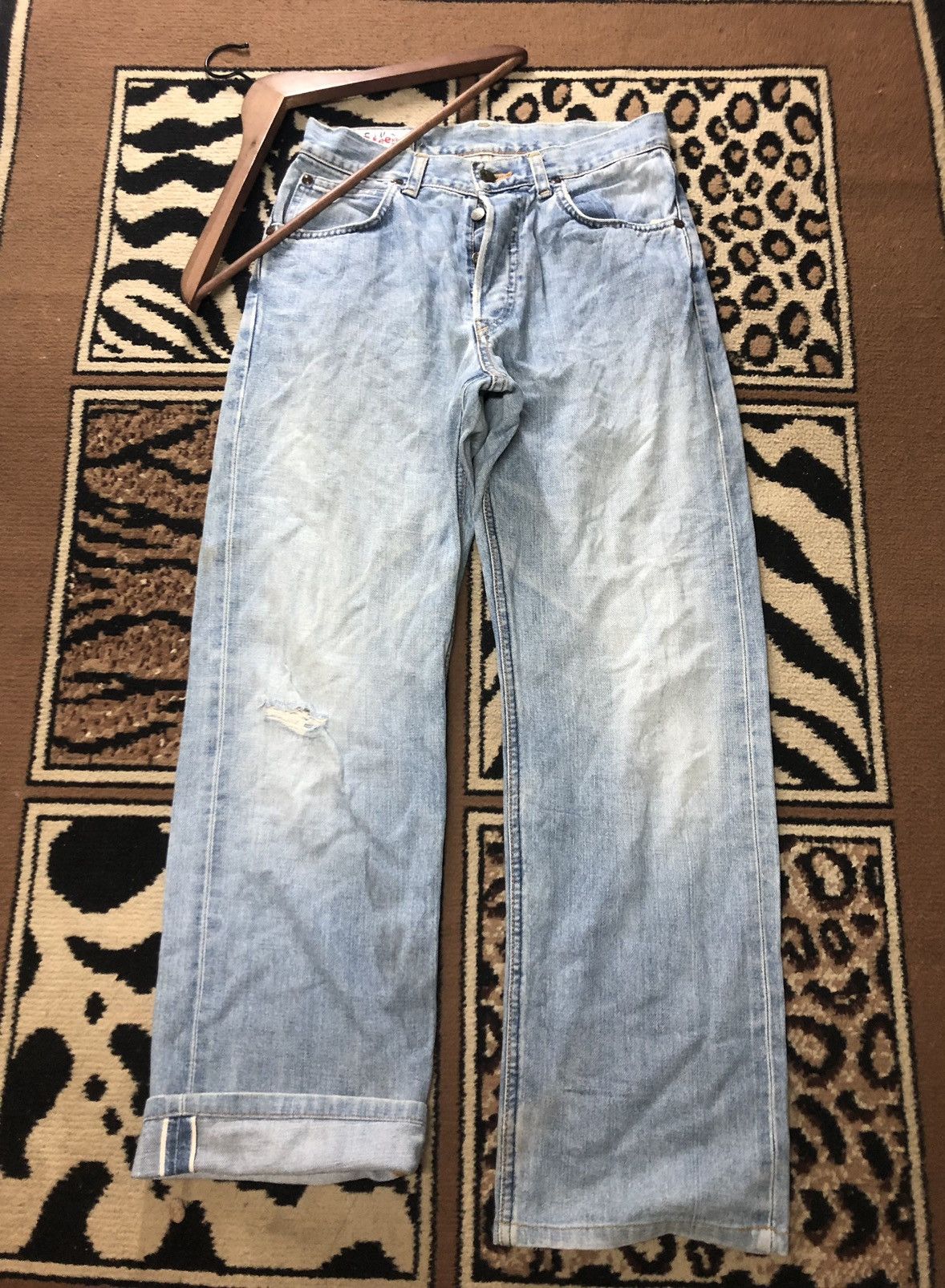 Lee × Salvage × Vintage VINTAGE SELVEDGE MISS LEE RIDER LIGHT BLUE DISTRESSED DENIM Size US 28 / EU 44 - 1 Thumbnail