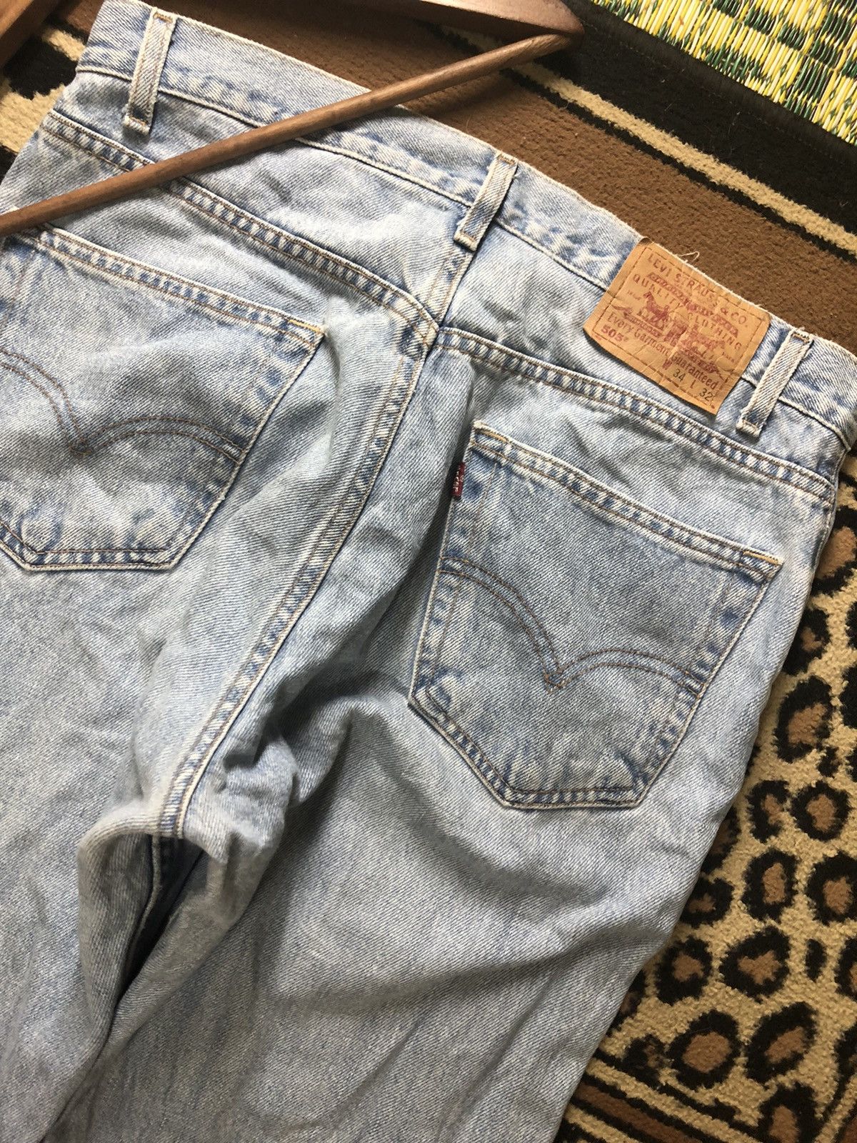 Levi's Vintage Clothing × Vintage VTG LEVIS 505 REGULAR FIT STRAIGHT LEG LIGHT BLUE WASH DENI Size US 34 / EU 50 - 2 Thumbnail