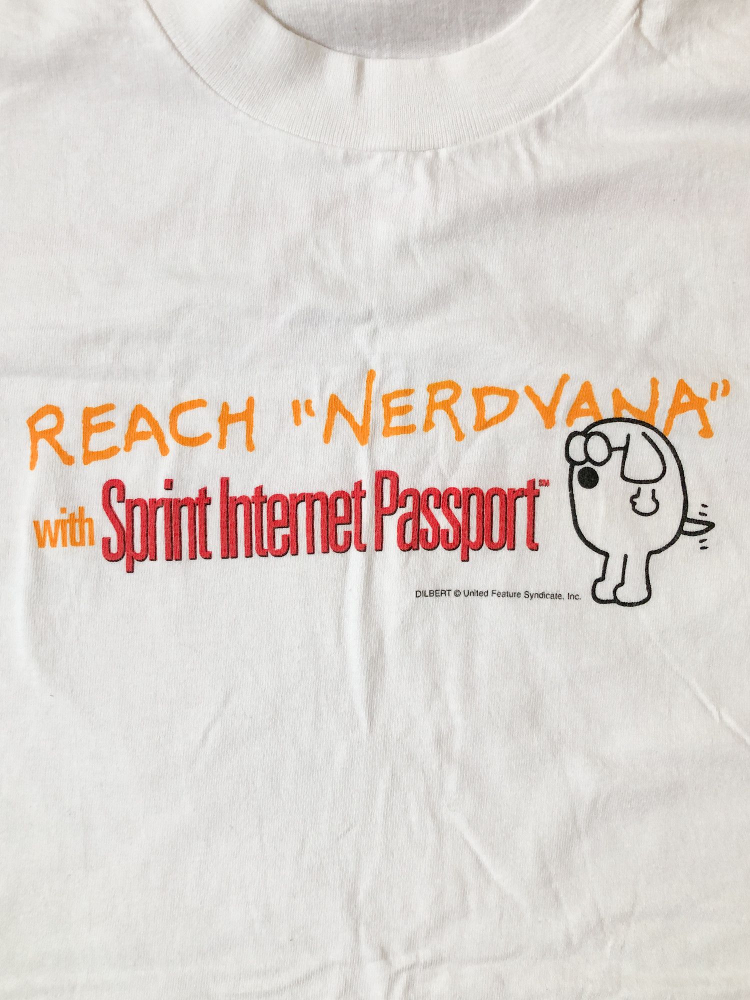Vintage 1991 Single Stitch Faded 'Nerdvana' Dilbert T-Shirt Size US XL / EU 56 / 4 - 5 Thumbnail