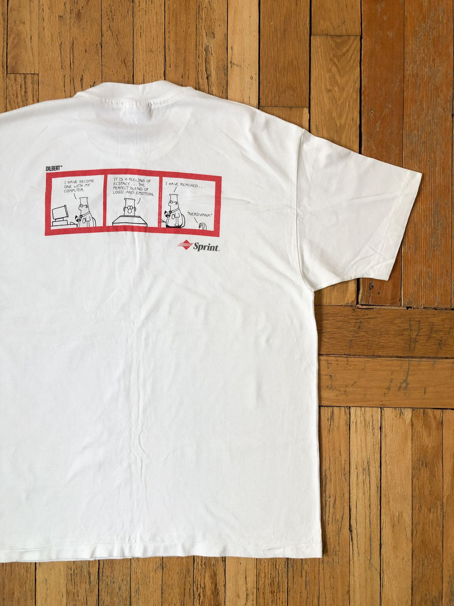 Vintage 1991 Single Stitch Faded 'Nerdvana' Dilbert T-Shirt Size US XL / EU 56 / 4 - 1 Thumbnail