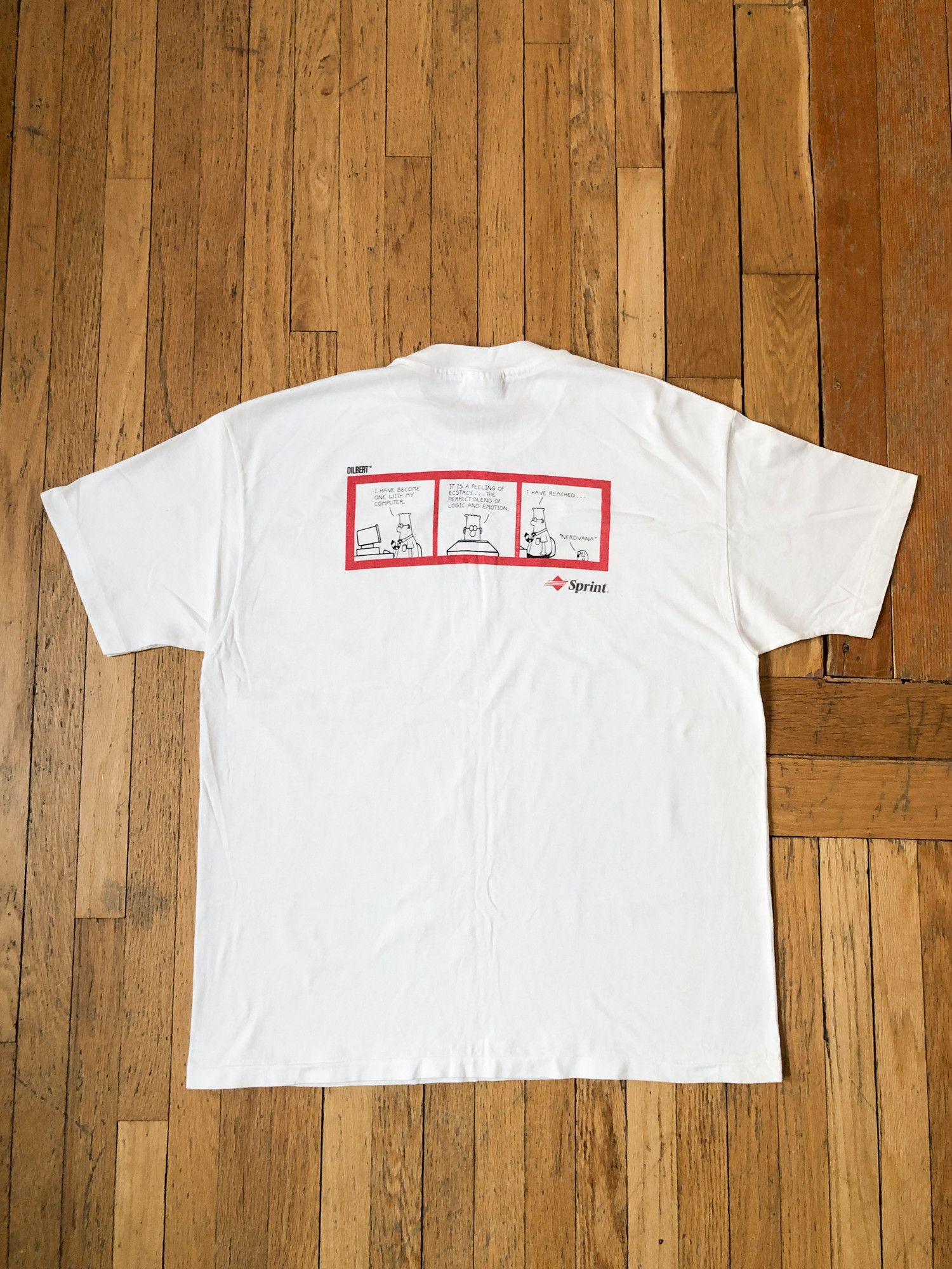 Vintage 1991 Single Stitch Faded 'Nerdvana' Dilbert T-Shirt Size US XL / EU 56 / 4 - 2 Thumbnail