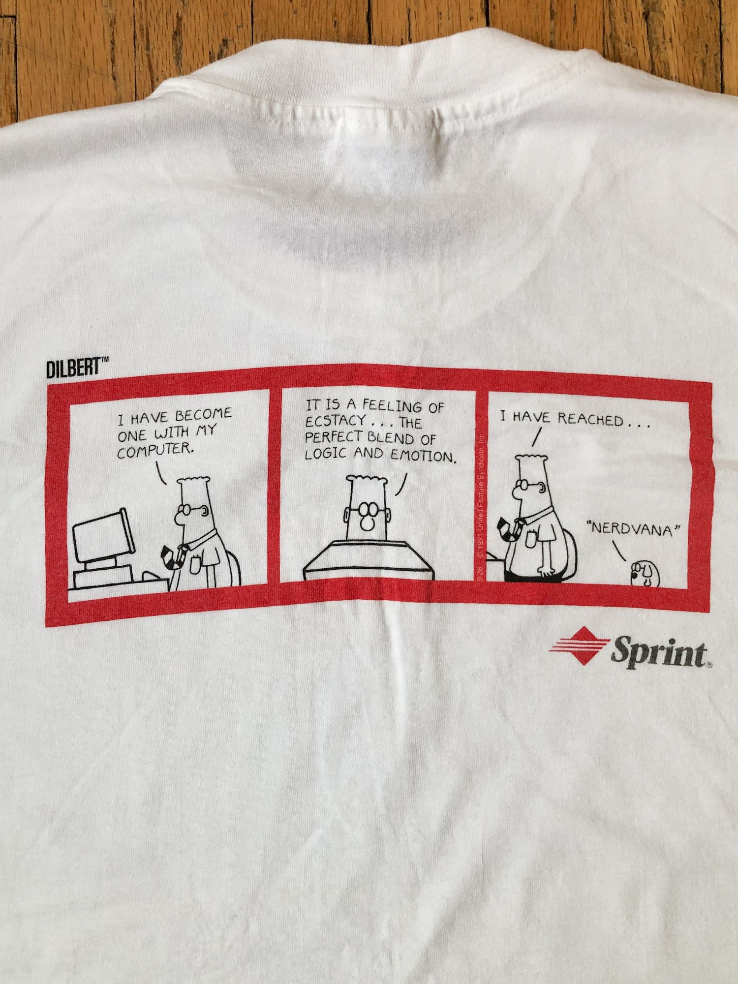 Vintage 1991 Single Stitch Faded 'Nerdvana' Dilbert T-Shirt Size US XL / EU 56 / 4 - 3 Thumbnail