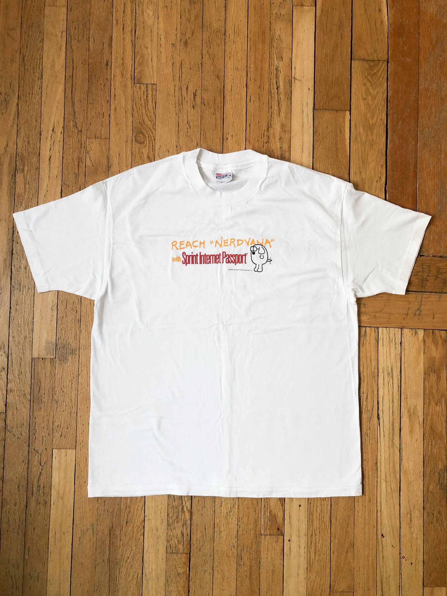 Vintage 1991 Single Stitch Faded 'Nerdvana' Dilbert T-Shirt Size US XL / EU 56 / 4 - 4 Thumbnail