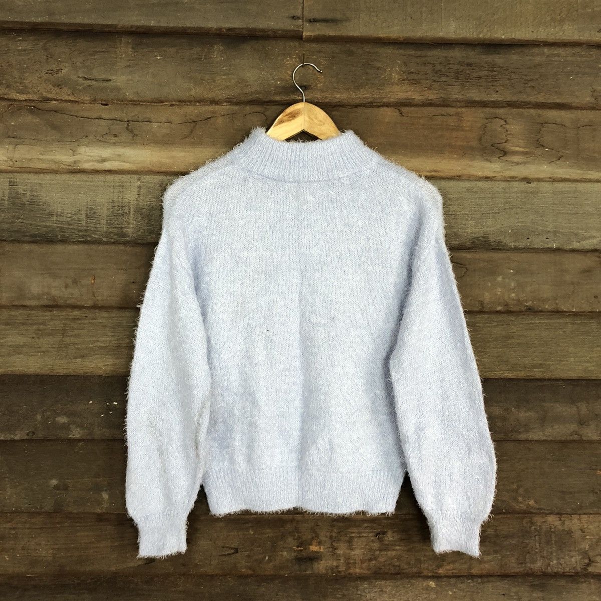 GU × Homespun Knitwear × Japanese Brand DL Gu Japan Light Blue Mohair fur shaggy Knitwear #B622 Size S / US 4 / IT 40 - 12 Thumbnail