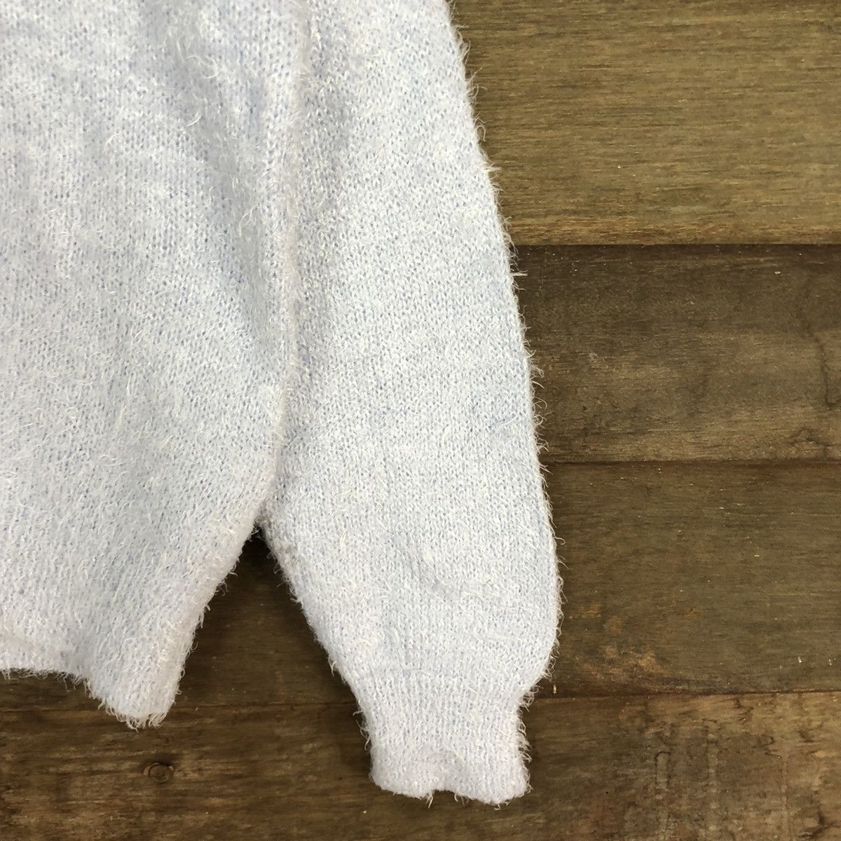 GU × Homespun Knitwear × Japanese Brand DL Gu Japan Light Blue Mohair fur shaggy Knitwear #B622 Size S / US 4 / IT 40 - 4 Thumbnail