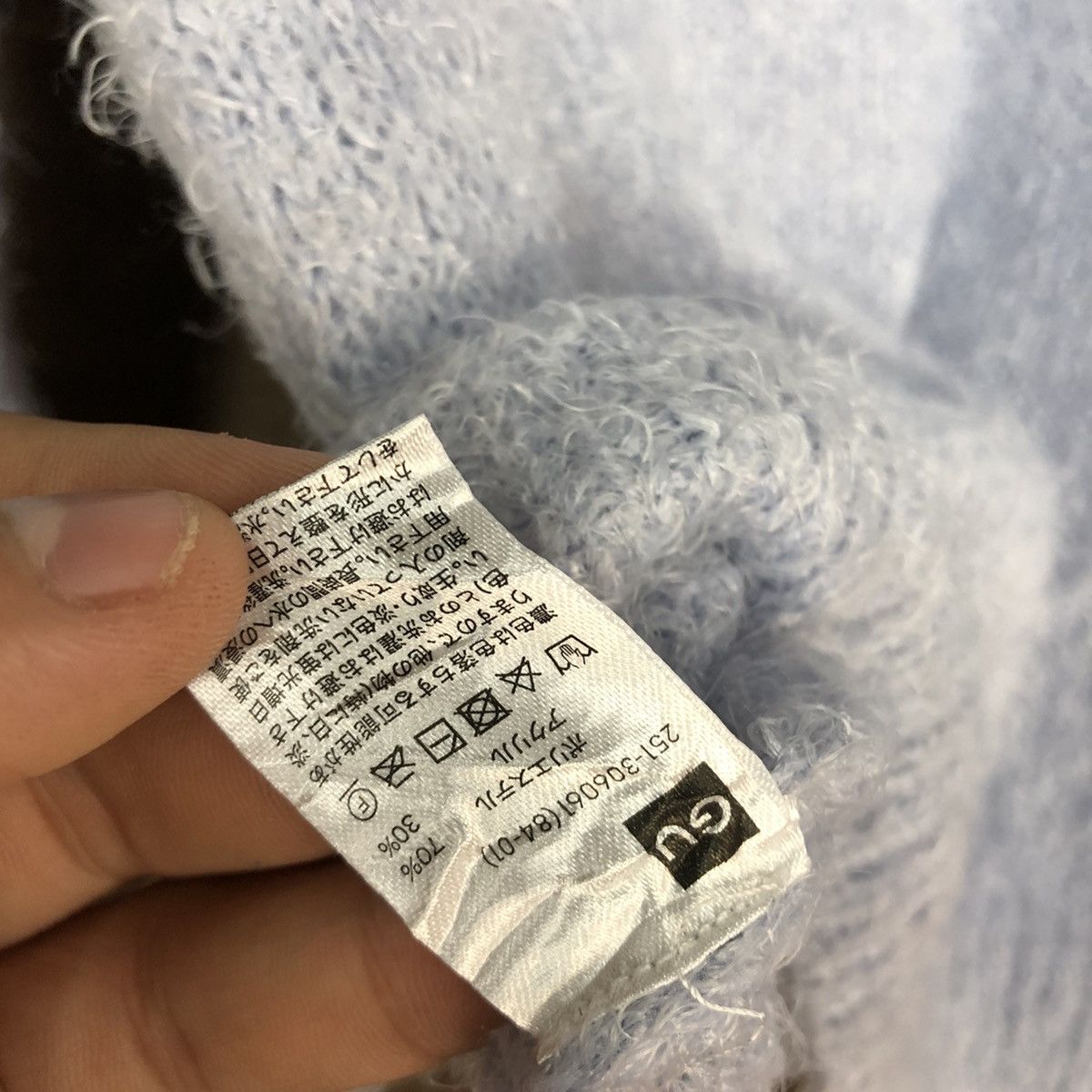 GU × Homespun Knitwear × Japanese Brand DL Gu Japan Light Blue Mohair fur shaggy Knitwear #B622 Size S / US 4 / IT 40 - 13 Thumbnail
