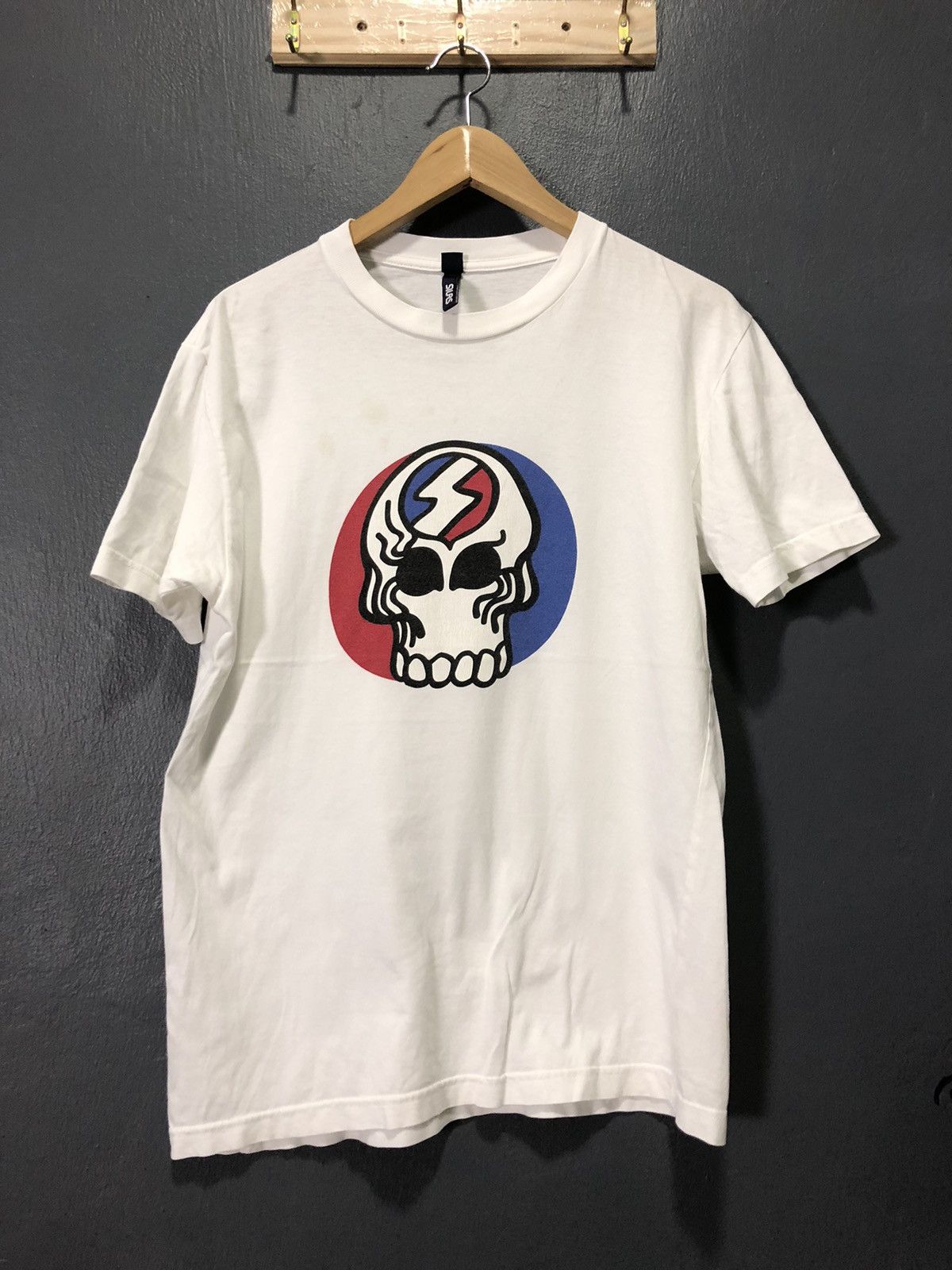 image of Silas Garment Skull Head Logo White Shirt, Men's (Size Medium)
