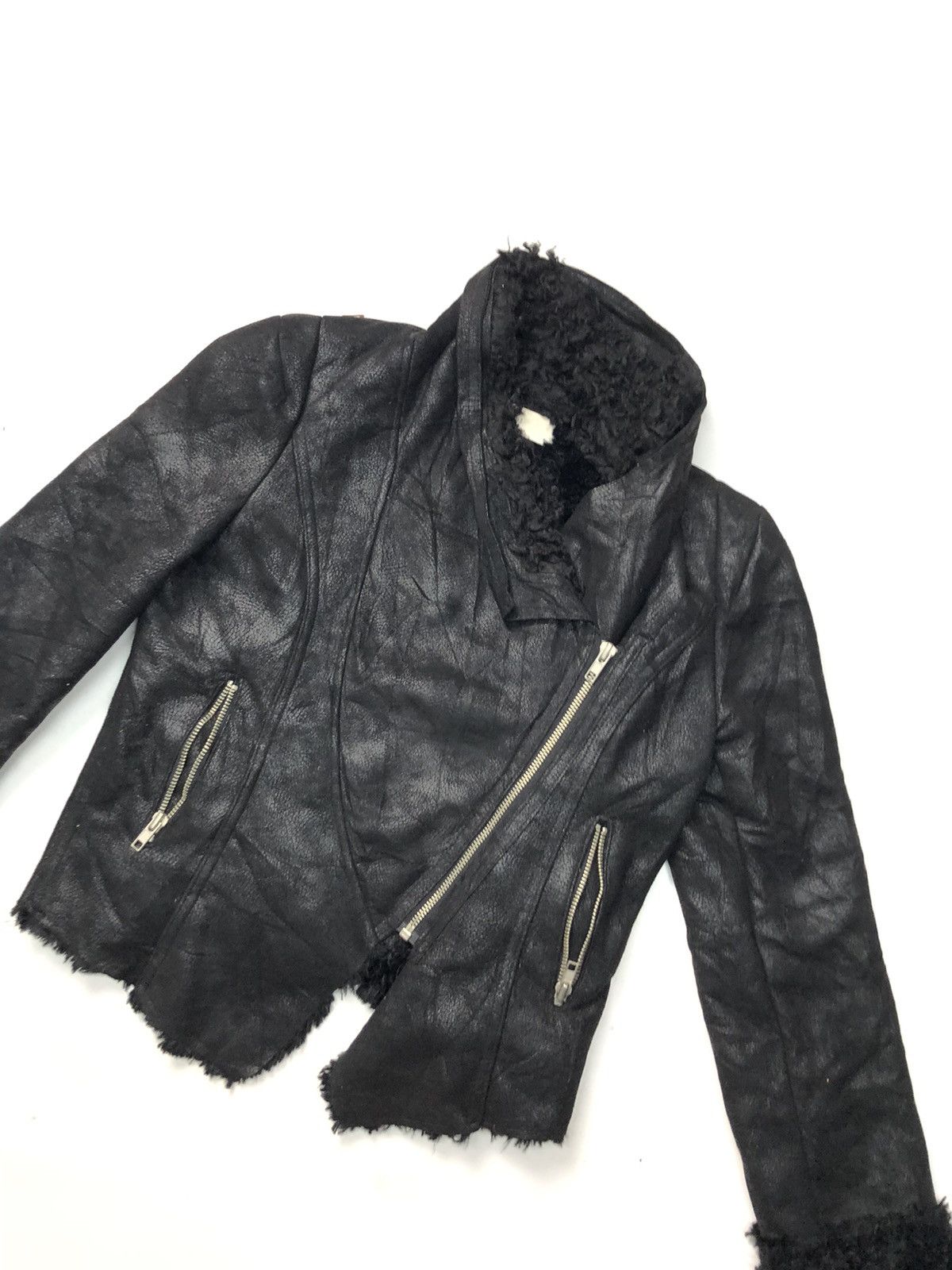 Japanese Brand 1.ST SUEDE SHERPA INNER ROCKER BIKER JACKET Size XS / US 0-2 / IT 36-38 - 2 Thumbnail