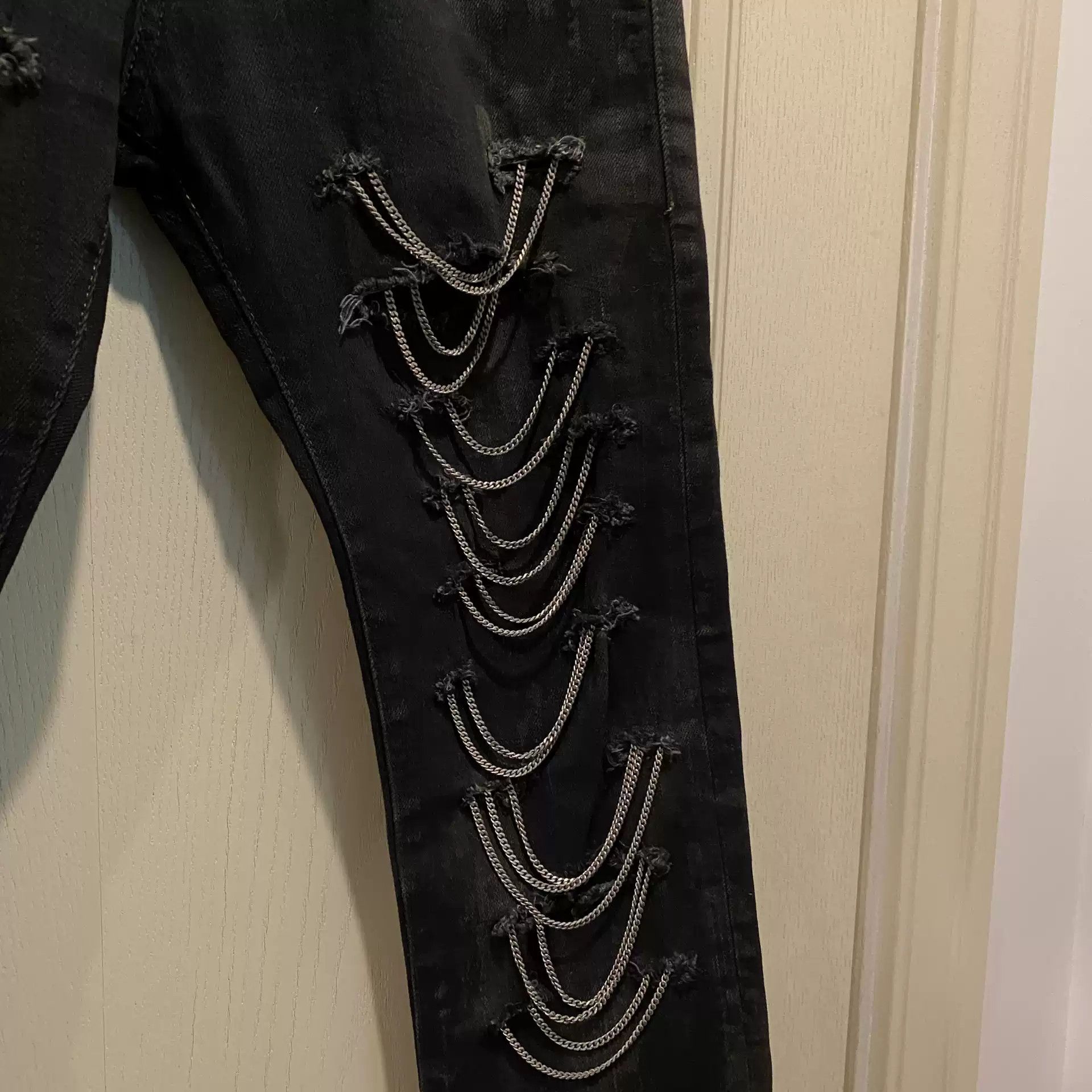 Saint Laurent Paris Hedi Original New Black Distressed Denim Jean Pant Size US 29 - 3 Thumbnail