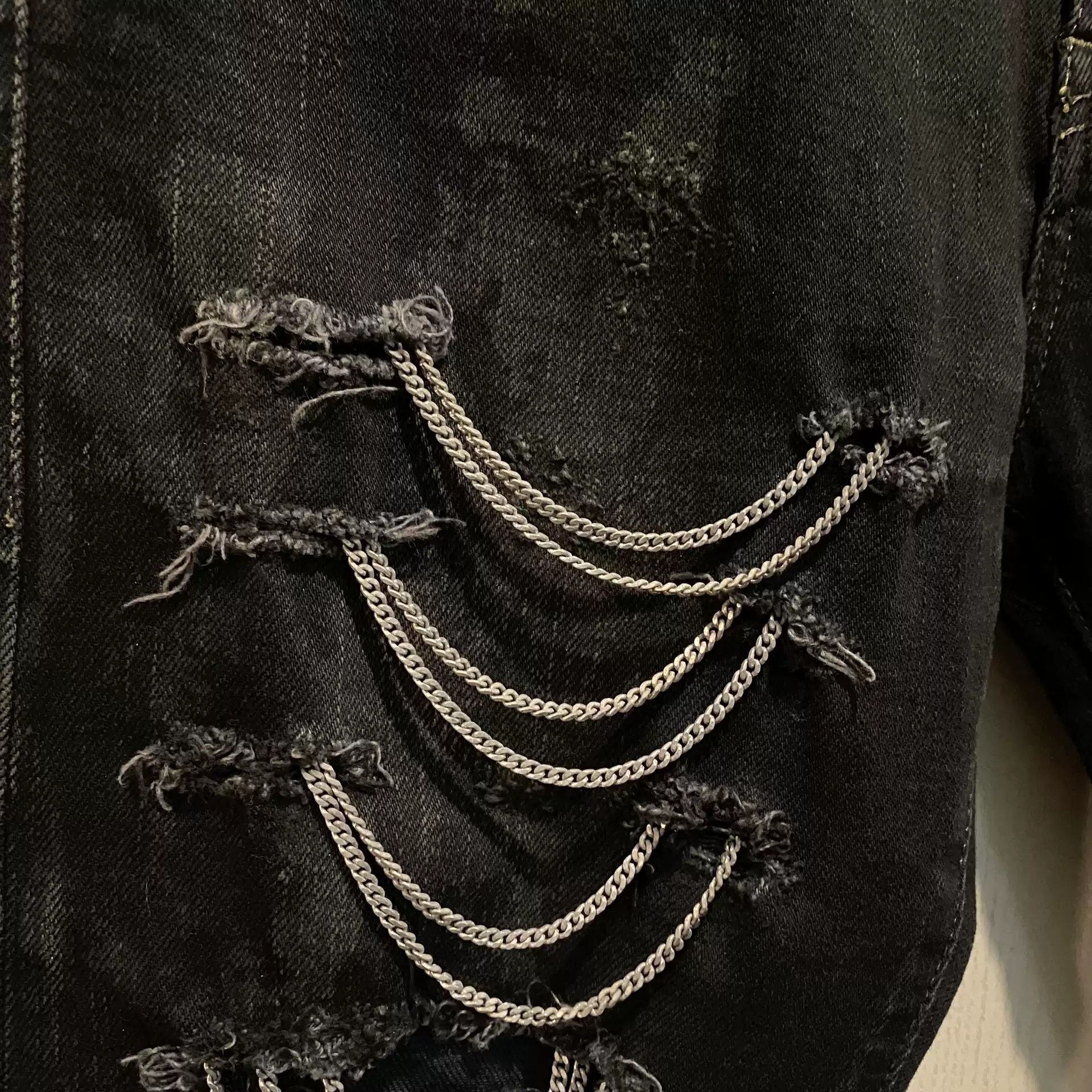Saint Laurent Paris Hedi Original New Black Distressed Denim Jean Pant Size US 29 - 4 Thumbnail
