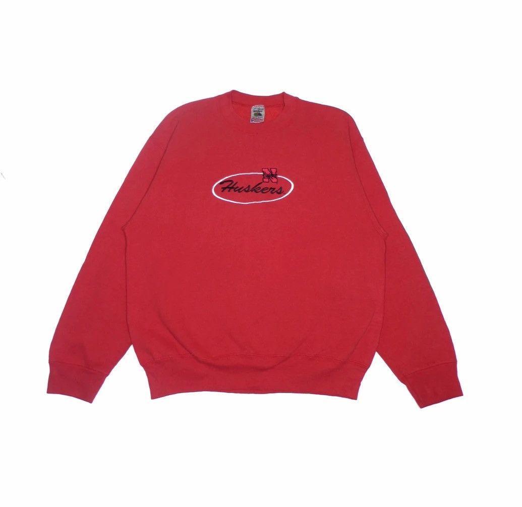 image of Made In USA x Vintage Nebraska Huskers Crewneck in Red, Men's (Size Large)