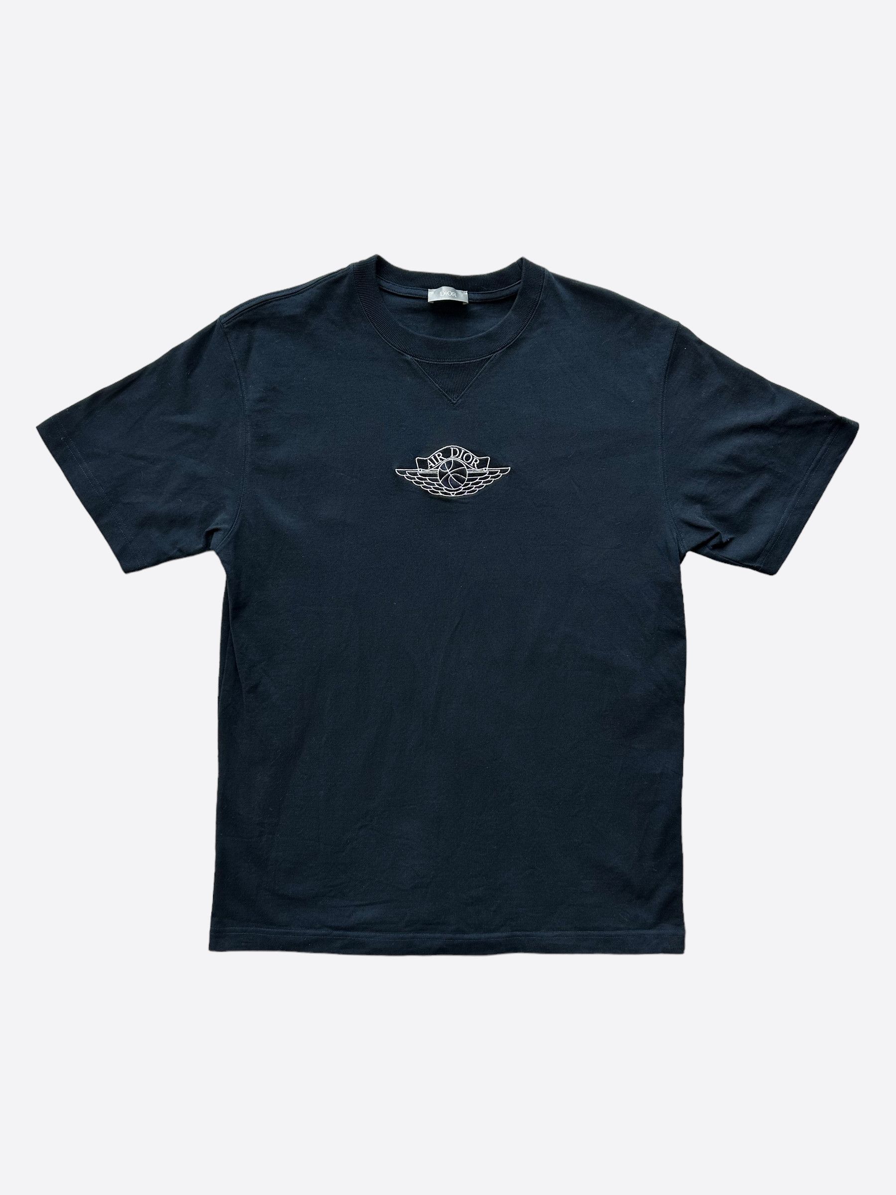 image of Dior Air Jordan Navy Wings Logo T-Shirt, Men's (Size XL)